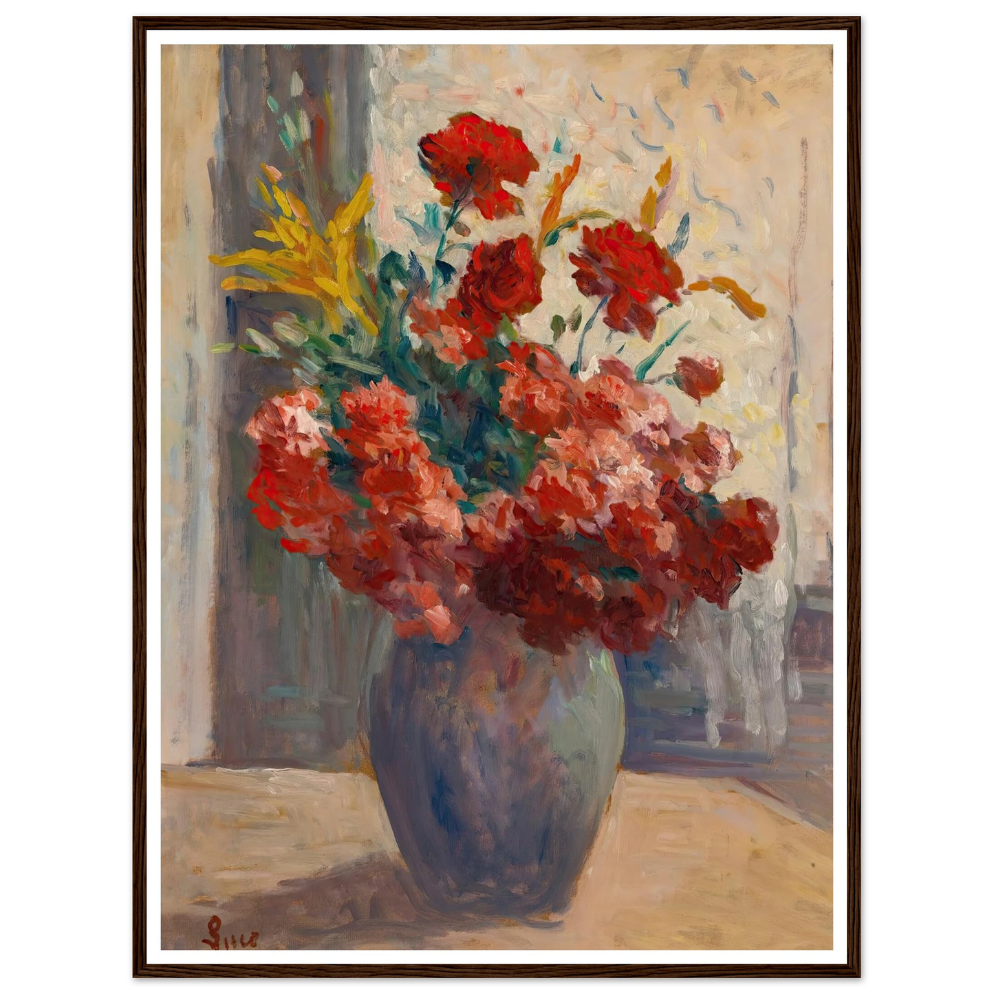 Bouquet De Fleurs Dans Un Vase Art Print | Maximilien Luce - Framed Poster - 30x40 cm / 12x16″ - Black frame
