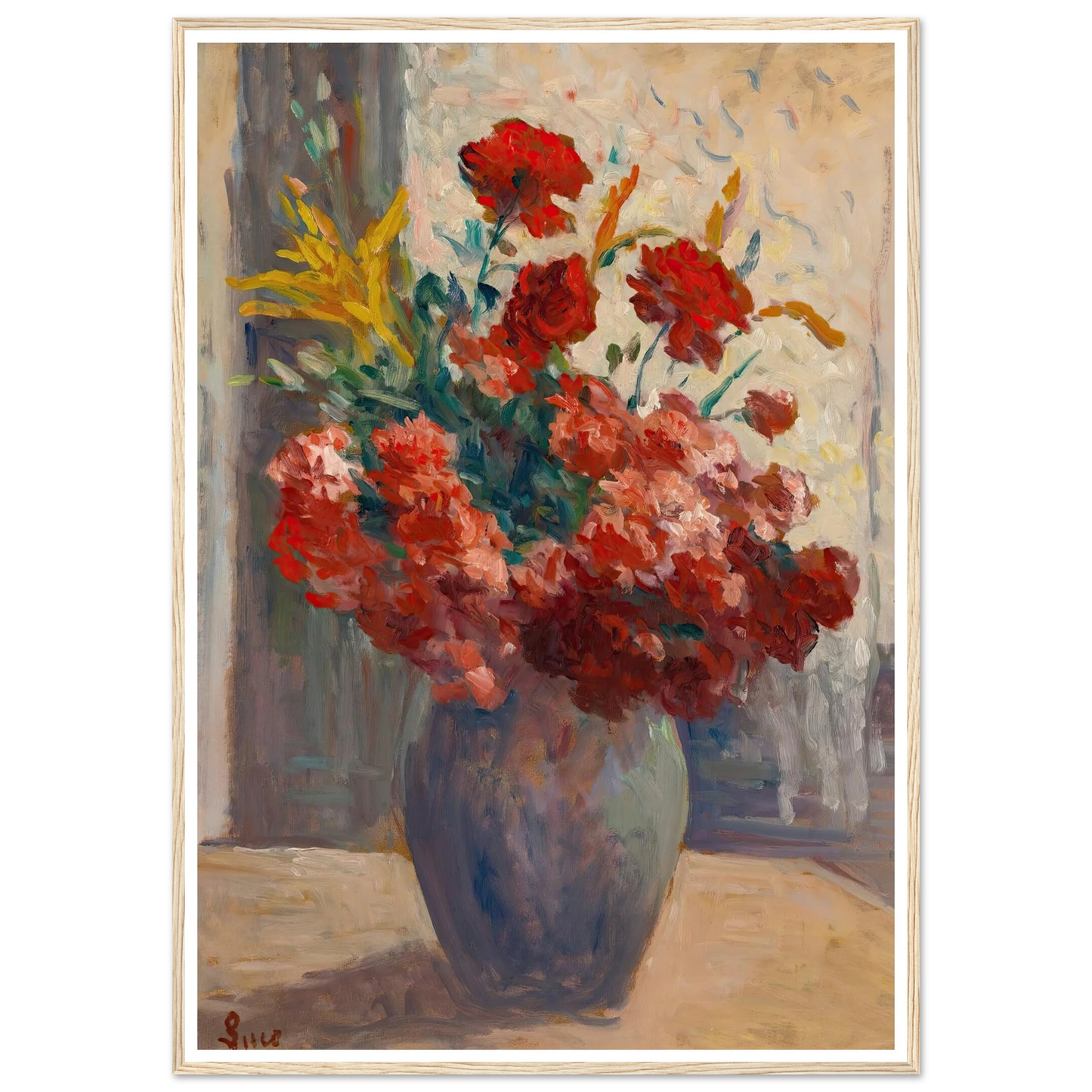 Bouquet De Fleurs Dans Un Vase Art Print | Maximilien Luce - Framed Poster - 30x40 cm / 12x16″ - Black frame
