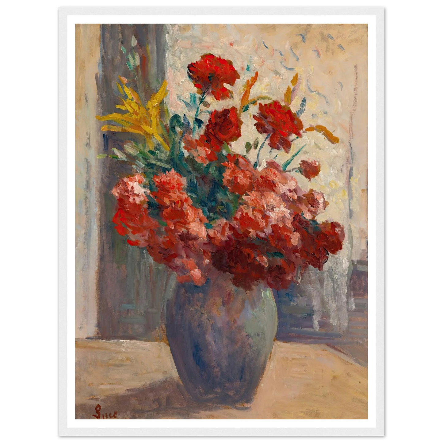 Bouquet De Fleurs Dans Un Vase Art Print | Maximilien Luce - Framed Poster - 30x40 cm / 12x16″ - Black frame