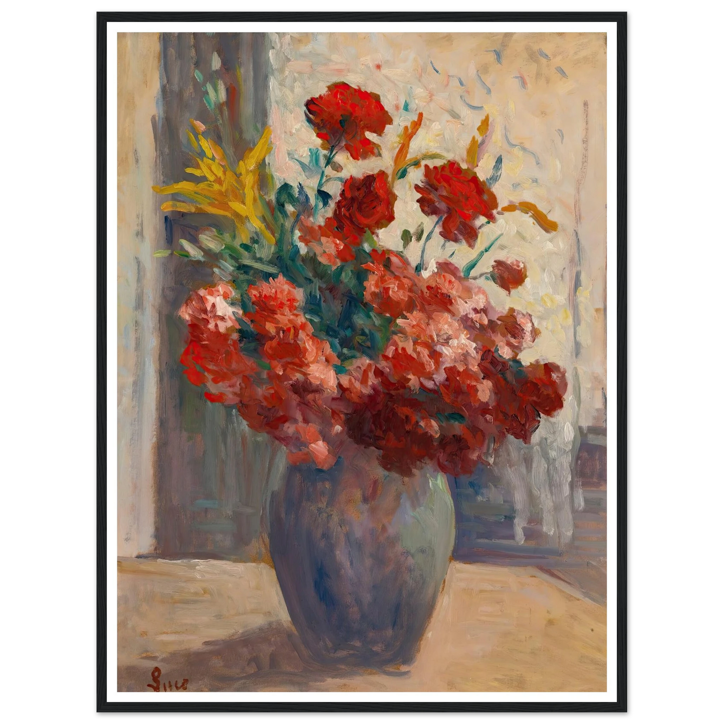 Bouquet De Fleurs Dans Un Vase Art Print | Maximilien Luce - Framed Poster - 30x40 cm / 12x16″ - Black frame