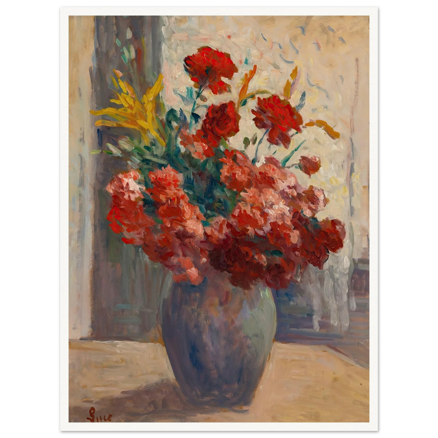 Bouquet De Fleurs Dans Un Vase Art Print | Maximilien Luce - Framed Poster - 30x40 cm / 12x16″ - Black frame