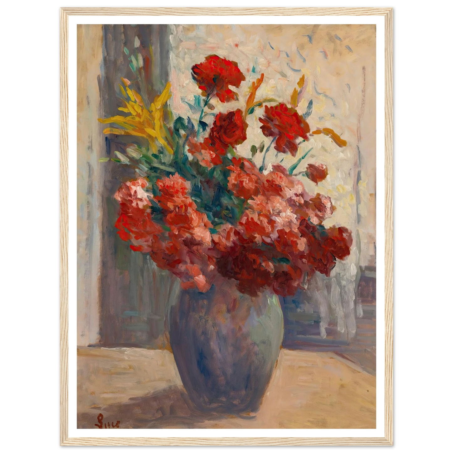Bouquet De Fleurs Dans Un Vase Art Print | Maximilien Luce - Framed Poster - 30x40 cm / 12x16″ - Black frame
