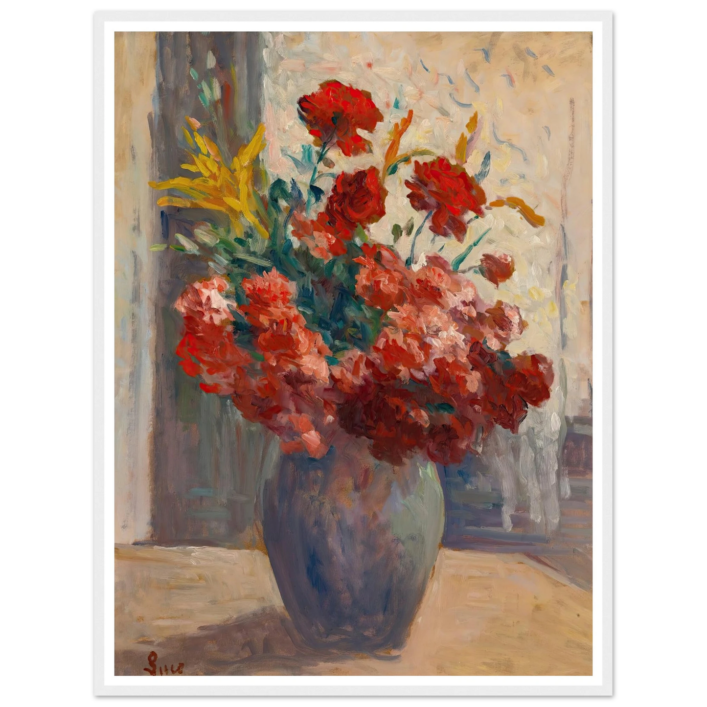 Bouquet De Fleurs Dans Un Vase Art Print | Maximilien Luce - Framed Poster - 30x40 cm / 12x16″ - Black frame
