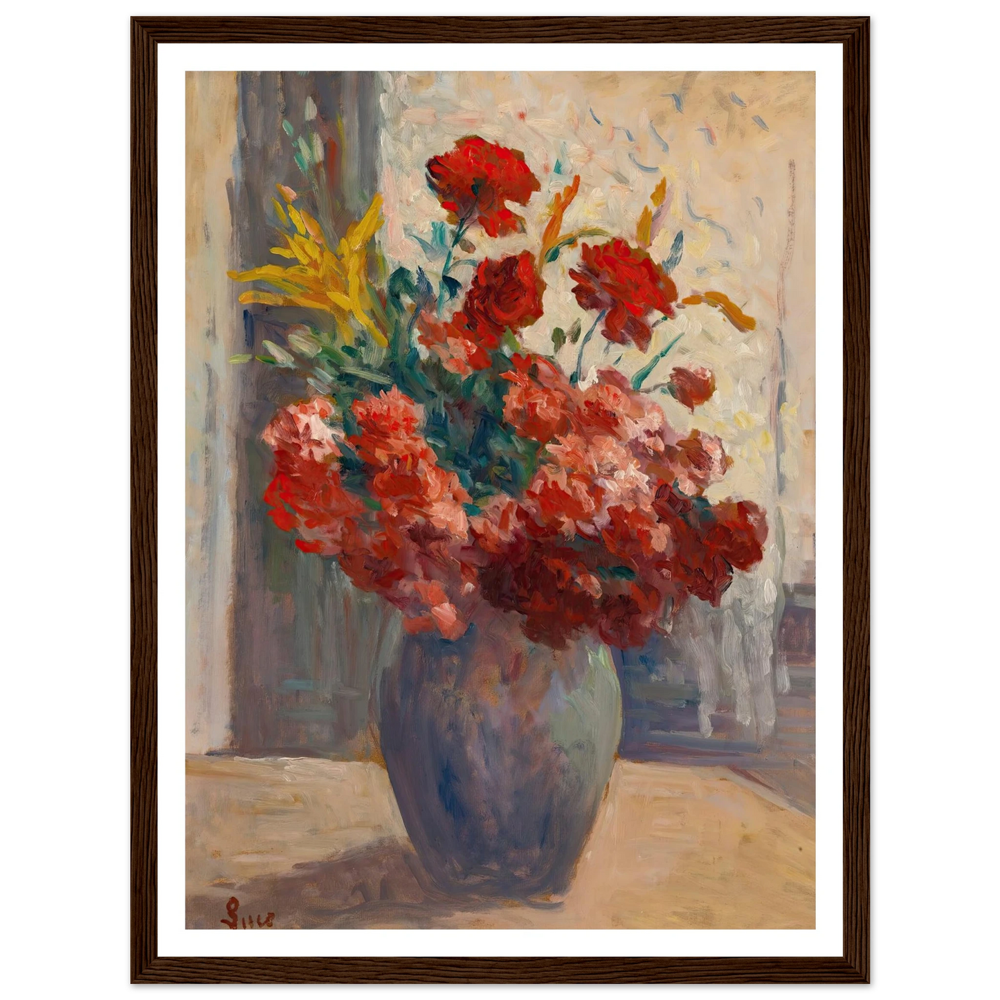 Bouquet De Fleurs Dans Un Vase Art Print | Maximilien Luce - Framed Poster - 30x40 cm / 12x16″ - Black frame