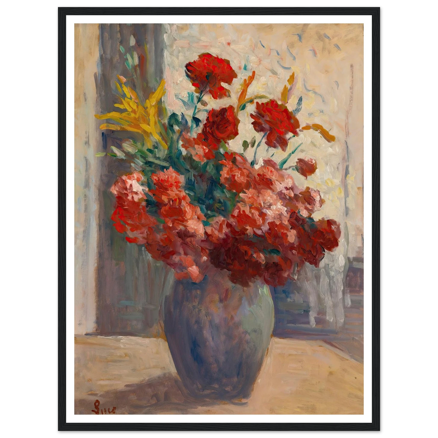 Bouquet De Fleurs Dans Un Vase Art Print | Maximilien Luce - Framed Poster - 30x40 cm / 12x16″ - Black frame