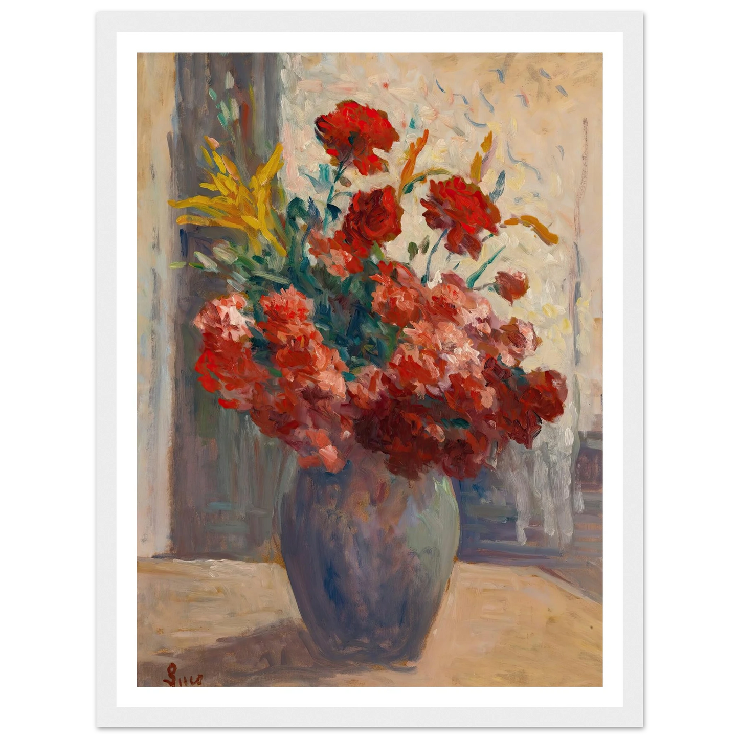 Bouquet De Fleurs Dans Un Vase Art Print | Maximilien Luce - Framed Poster - 30x40 cm / 12x16″ - Black frame