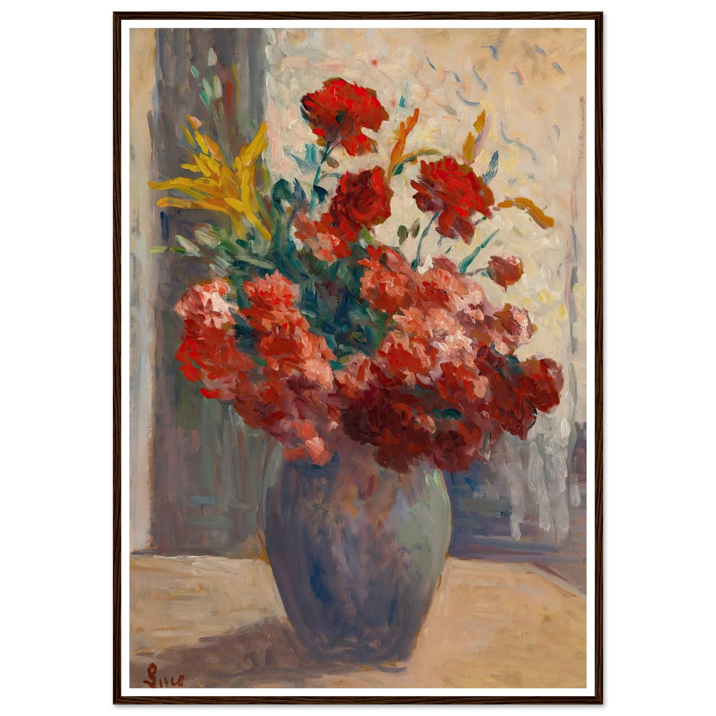 Bouquet De Fleurs Dans Un Vase Art Print | Maximilien Luce - Framed Poster - 30x40 cm / 12x16″ - Black frame