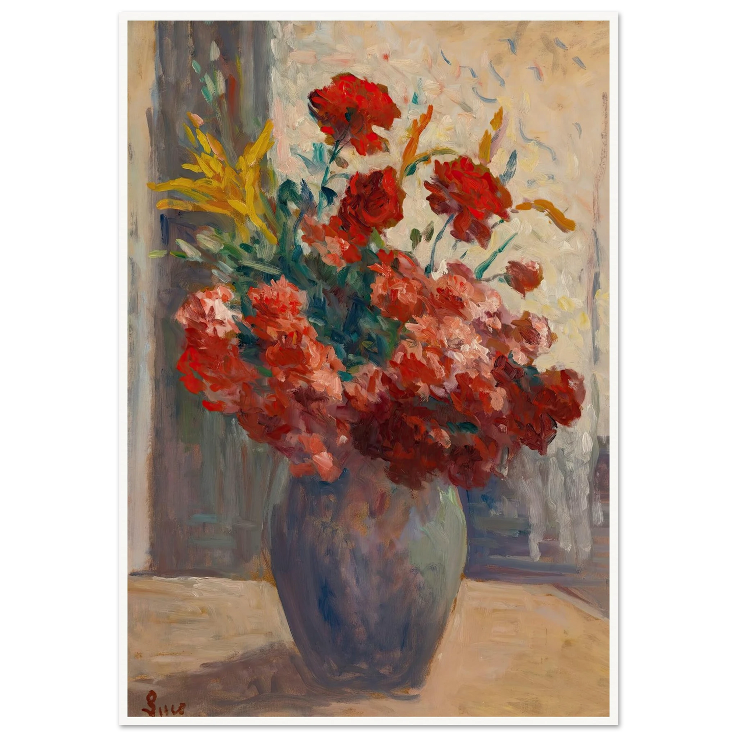 Bouquet De Fleurs Dans Un Vase Art Print | Maximilien Luce - Framed Poster - 30x40 cm / 12x16″ - Black frame