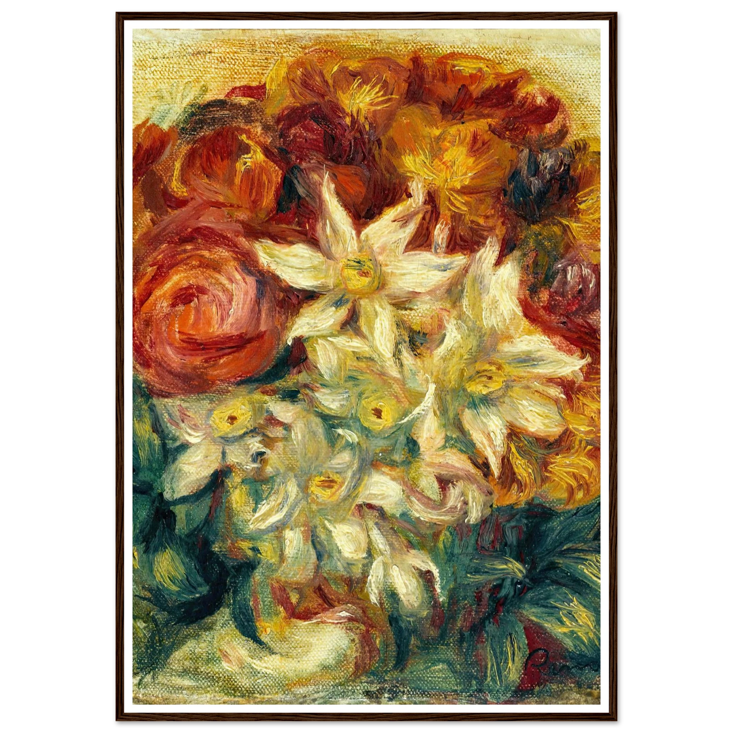 Bouquet de narcisses et de roses (1914) Art Print | Pierre Auguste Renoir - Framed Poster - 30x40 cm / 12x16″ - Black frame