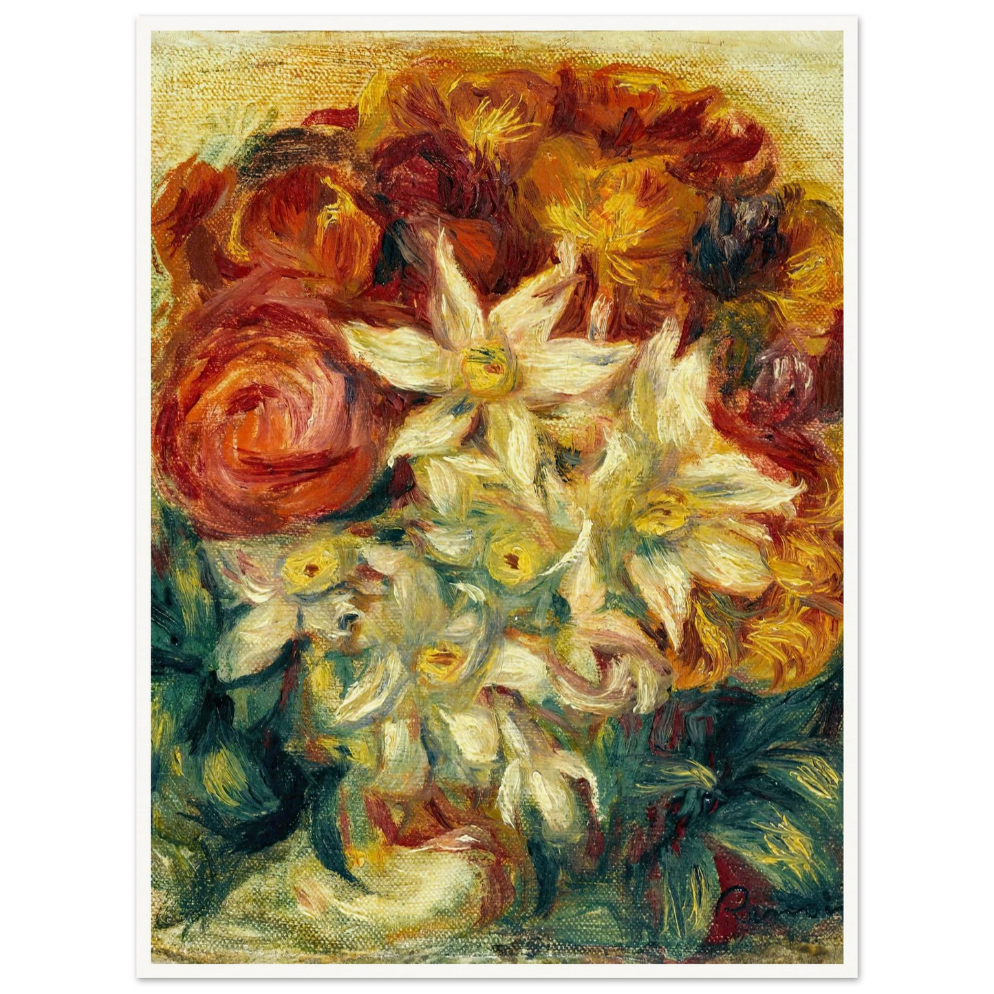 Bouquet de narcisses et de roses (1914) Art Print | Pierre Auguste Renoir - Framed Poster - 30x40 cm / 12x16″ - Black frame