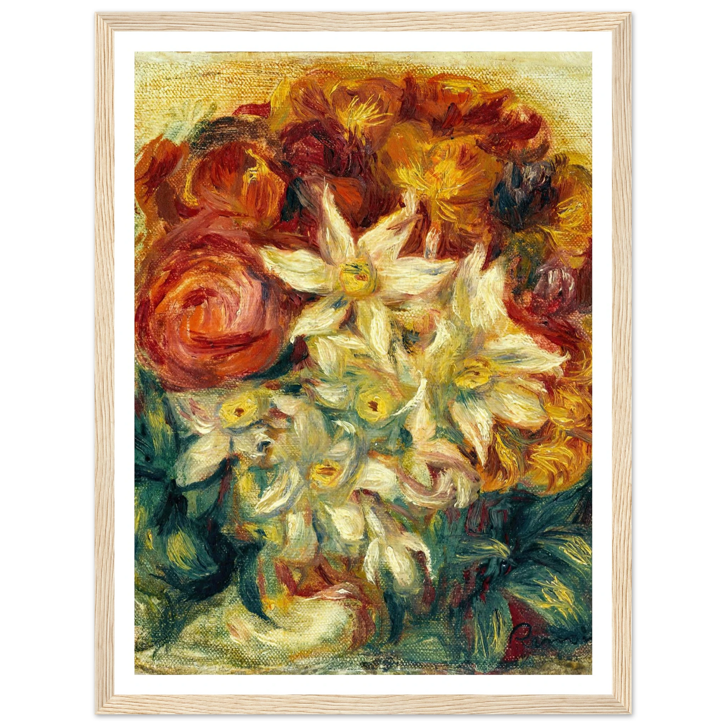 Bouquet de narcisses et de roses (1914) Art Print | Pierre Auguste Renoir - Framed Poster - 30x40 cm / 12x16″ - Black frame