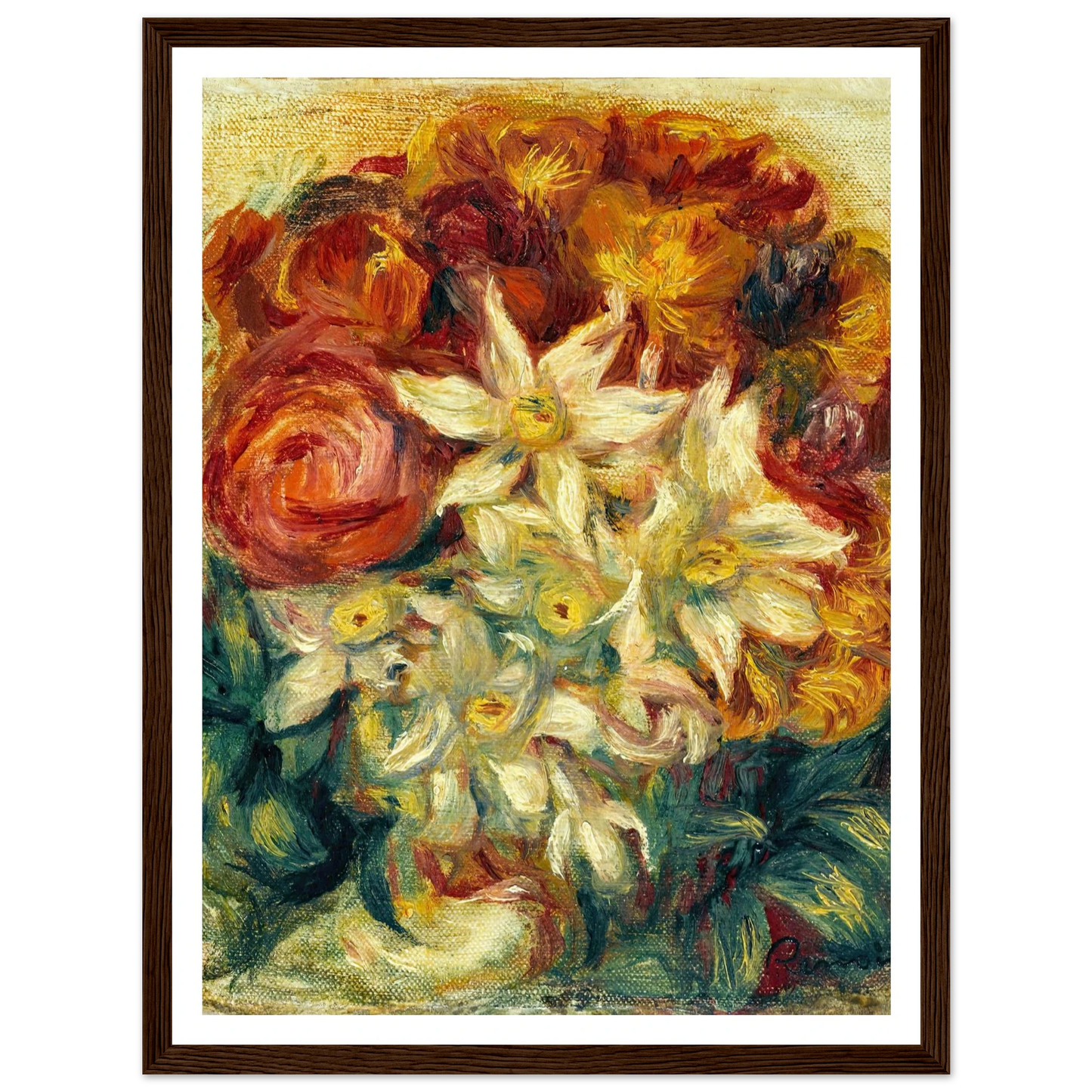 Bouquet de narcisses et de roses (1914) Art Print | Pierre Auguste Renoir - Framed Poster - 30x40 cm / 12x16″ - Black frame
