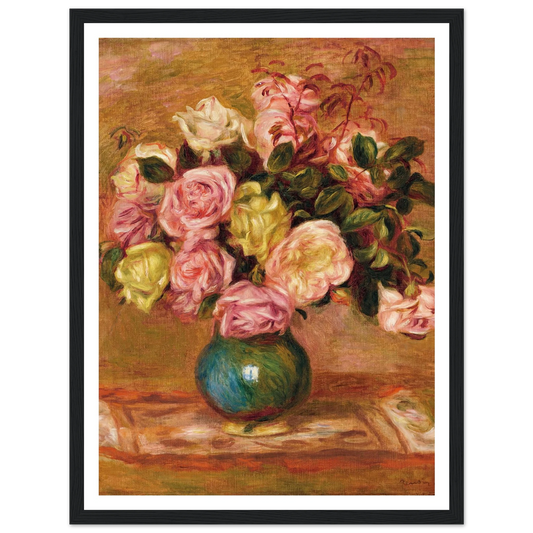 Bouquet de roses dans un vase (1906) Art Print | Pierre Auguste Renoir - Framed Poster - 30x40 cm / 12x16″ - Black frame