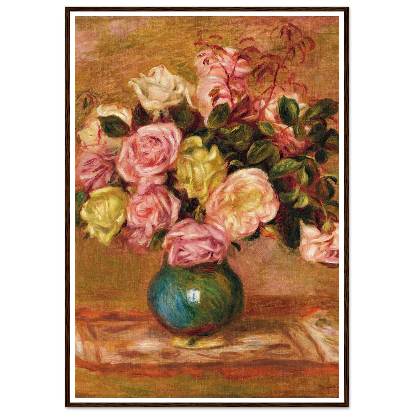 Bouquet de roses dans un vase (1906) Art Print | Pierre Auguste Renoir - Framed Poster - 30x40 cm / 12x16″ - Black frame
