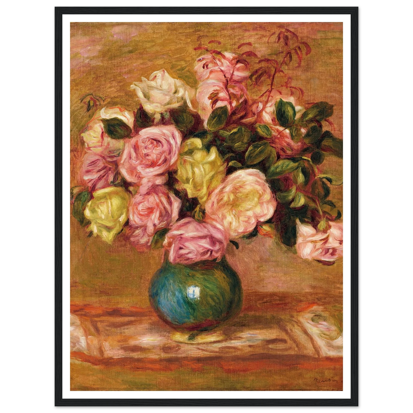 Bouquet de roses dans un vase (1906) Art Print | Pierre Auguste Renoir - Framed Poster - 30x40 cm / 12x16″ - Black frame