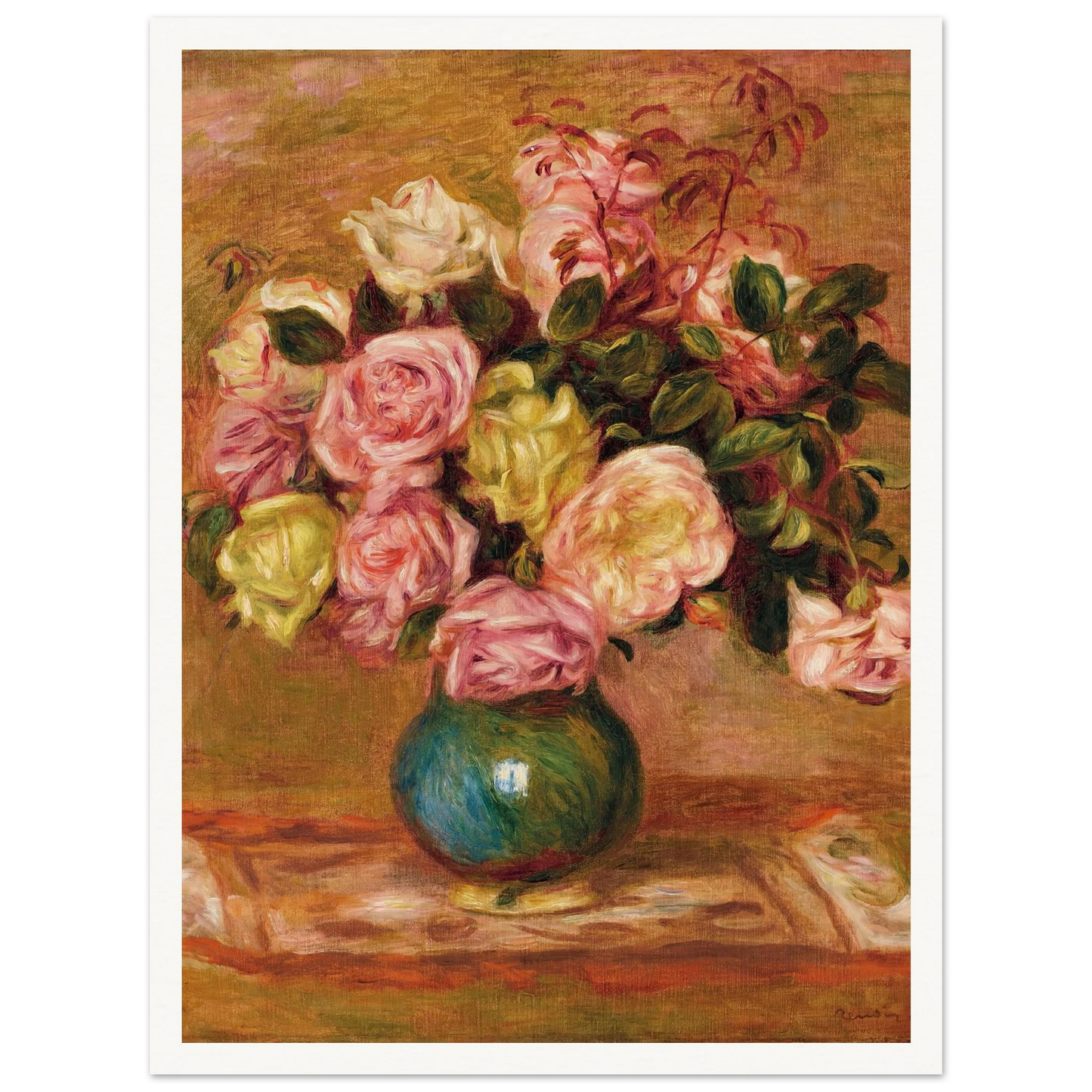 Bouquet de roses dans un vase (1906) Art Print | Pierre Auguste Renoir - Framed Poster - 30x40 cm / 12x16″ - Black frame
