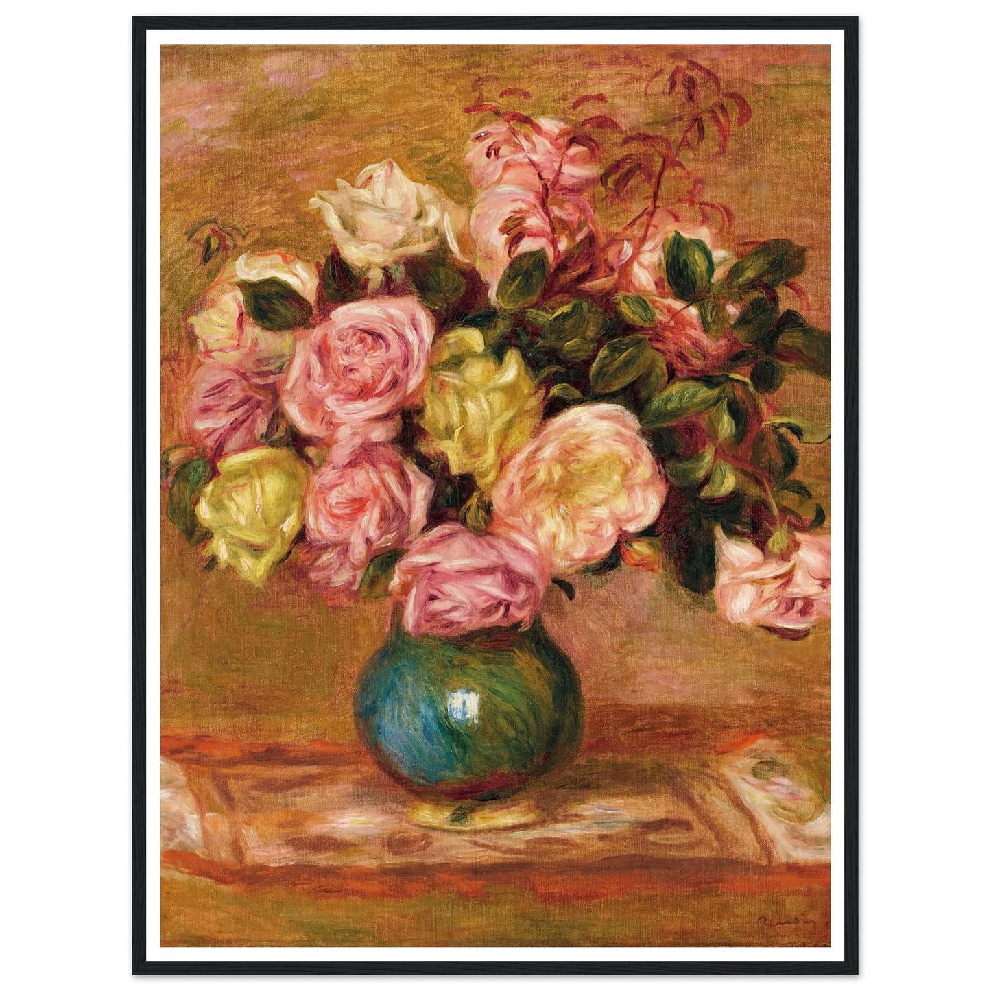 Bouquet de roses dans un vase (1906) Art Print | Pierre Auguste Renoir - Framed Poster - 30x40 cm / 12x16″ - Black frame