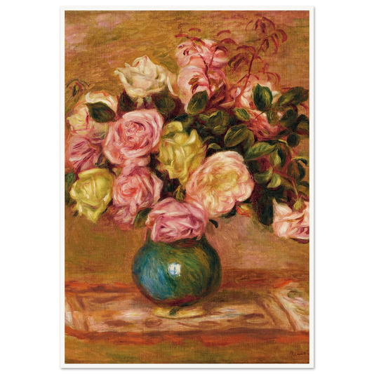 Bouquet de roses dans un vase (1906) Art Print | Pierre Auguste Renoir - Framed Poster - 30x40 cm / 12x16″ - Black frame