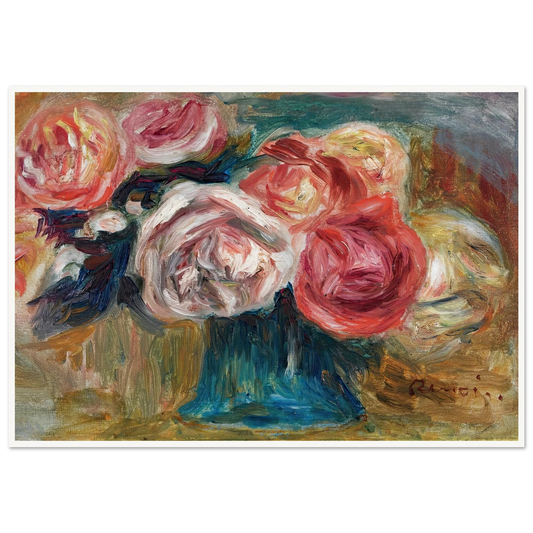Bouquet De Roses Dans Un Vase Art Print | Pierre Auguste Renoir - Framed Poster - 30x40 cm / 12x16″ - Black frame