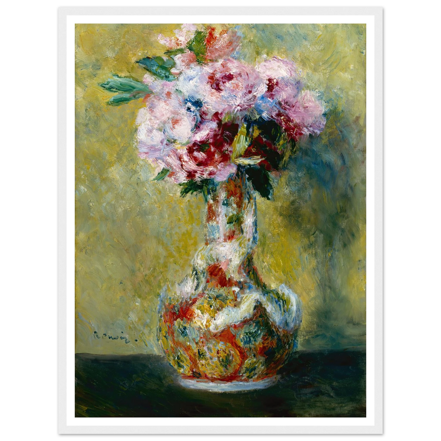 Bouquet in a Vase (1878) Art Print | Pierre Auguste Renoir - Framed Poster - 30x40 cm / 12x16″ - Black frame