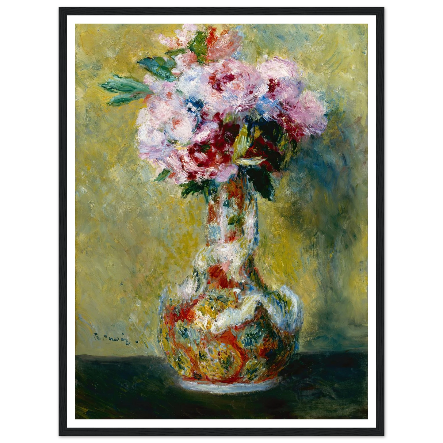 Bouquet in a Vase (1878) Art Print | Pierre Auguste Renoir - Framed Poster - 30x40 cm / 12x16″ - Black frame