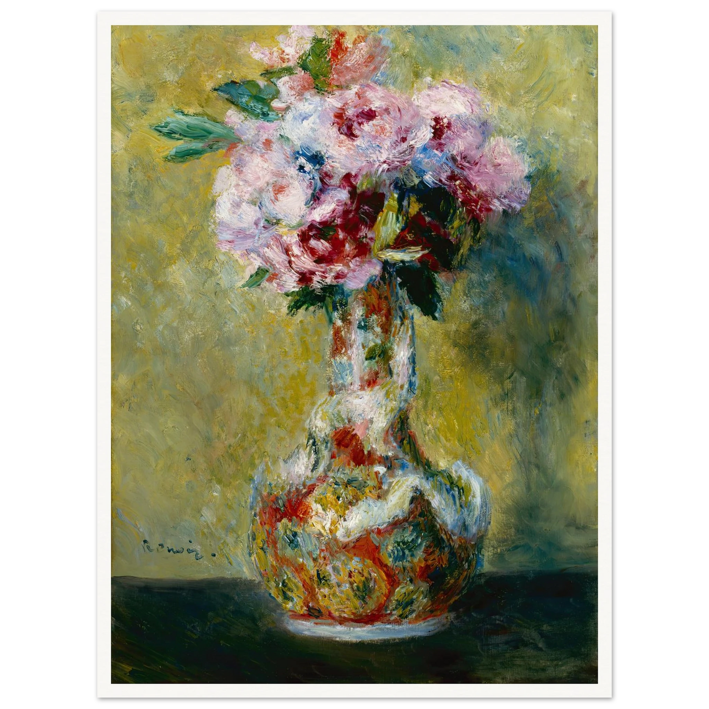 Bouquet in a Vase (1878) Art Print | Pierre Auguste Renoir - Framed Poster - 30x40 cm / 12x16″ - Black frame