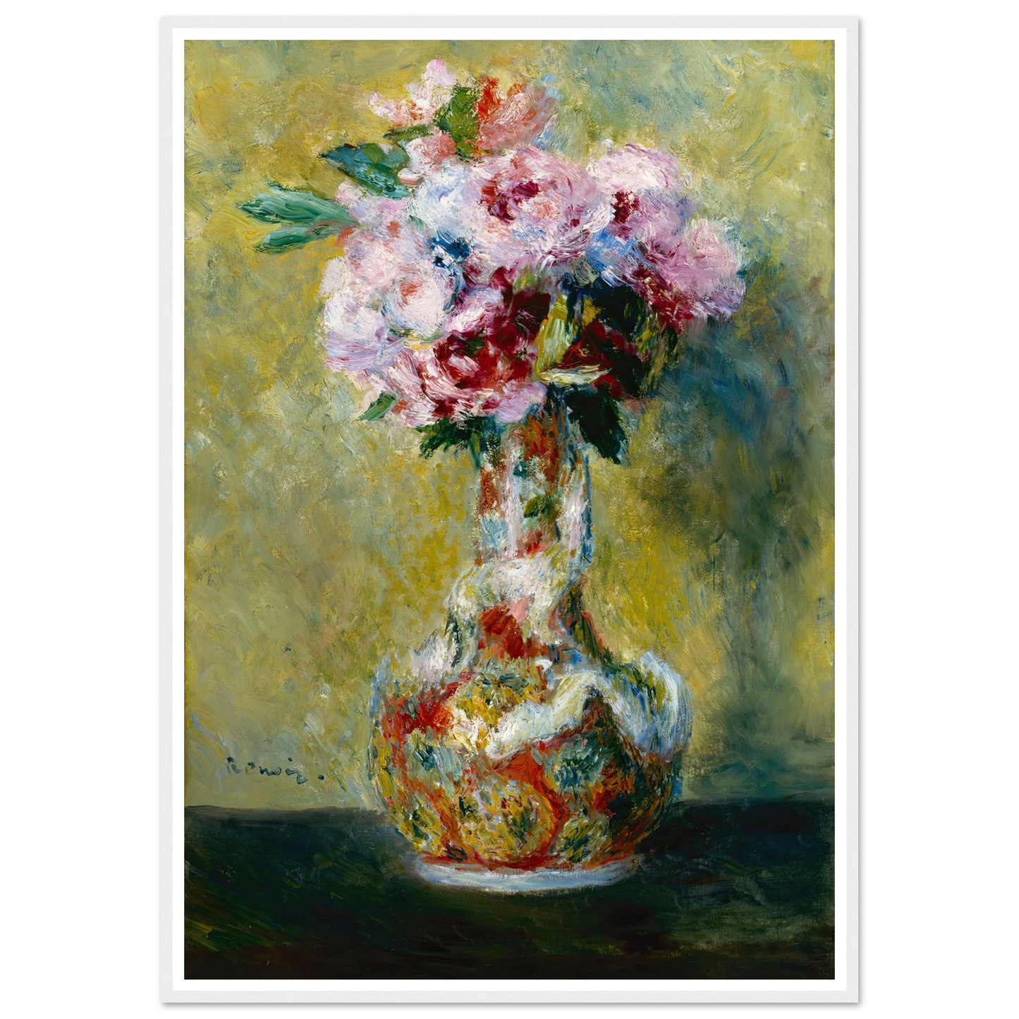 Bouquet in a Vase (1878) Art Print | Pierre Auguste Renoir - Framed Poster - 30x40 cm / 12x16″ - Black frame