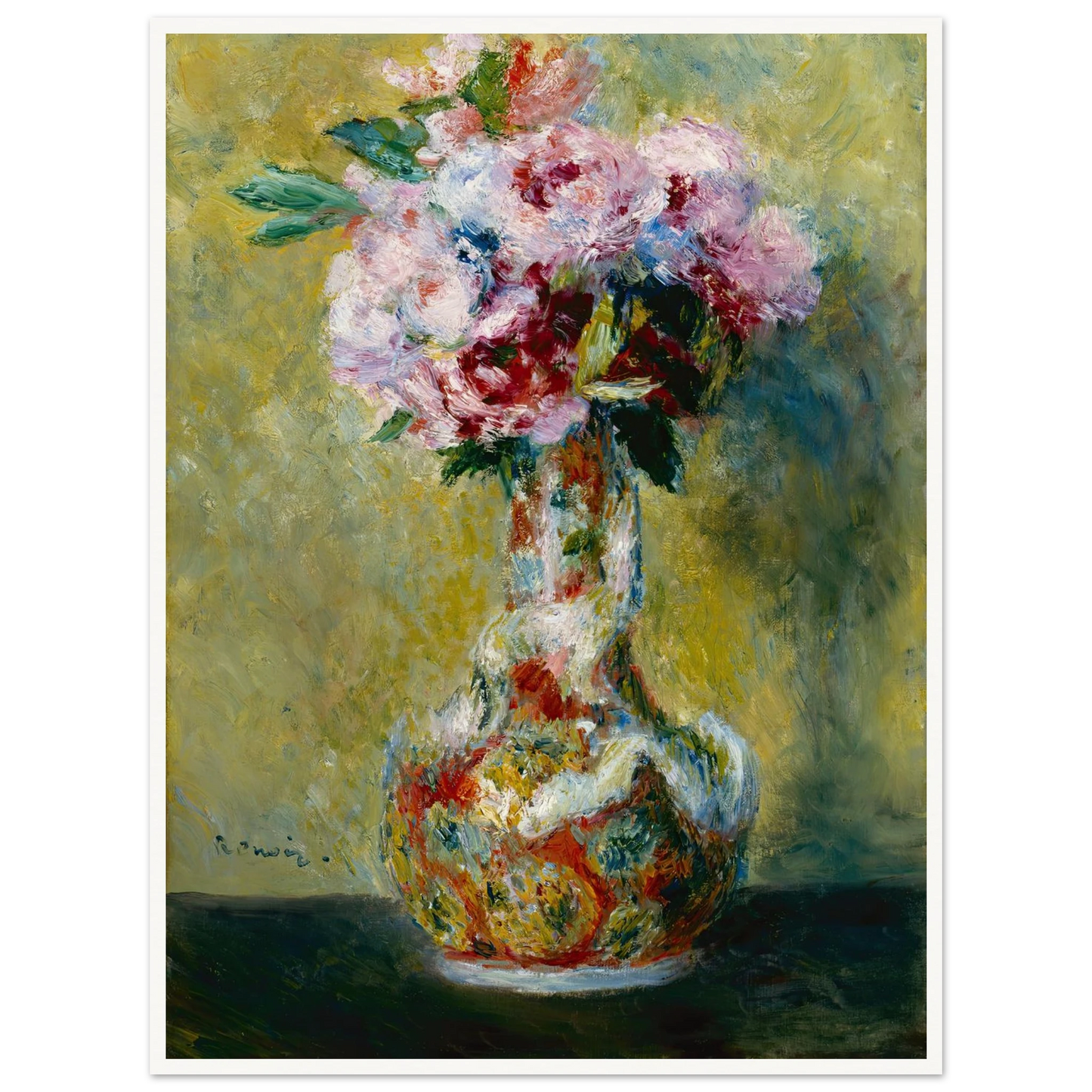 Bouquet in a Vase (1878) Art Print | Pierre Auguste Renoir - Framed Poster - 30x40 cm / 12x16″ - Black frame