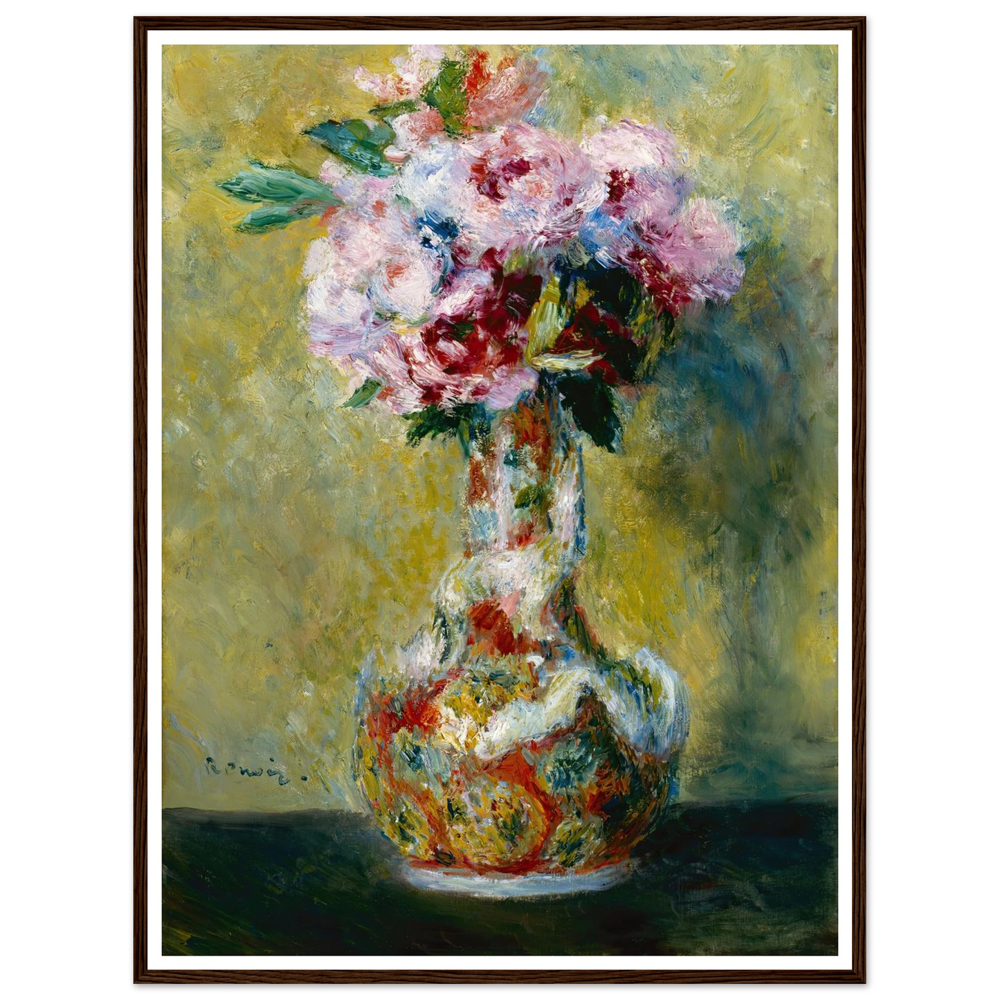 Bouquet in a Vase (1878) Art Print | Pierre Auguste Renoir - Framed Poster - 30x40 cm / 12x16″ - Black frame