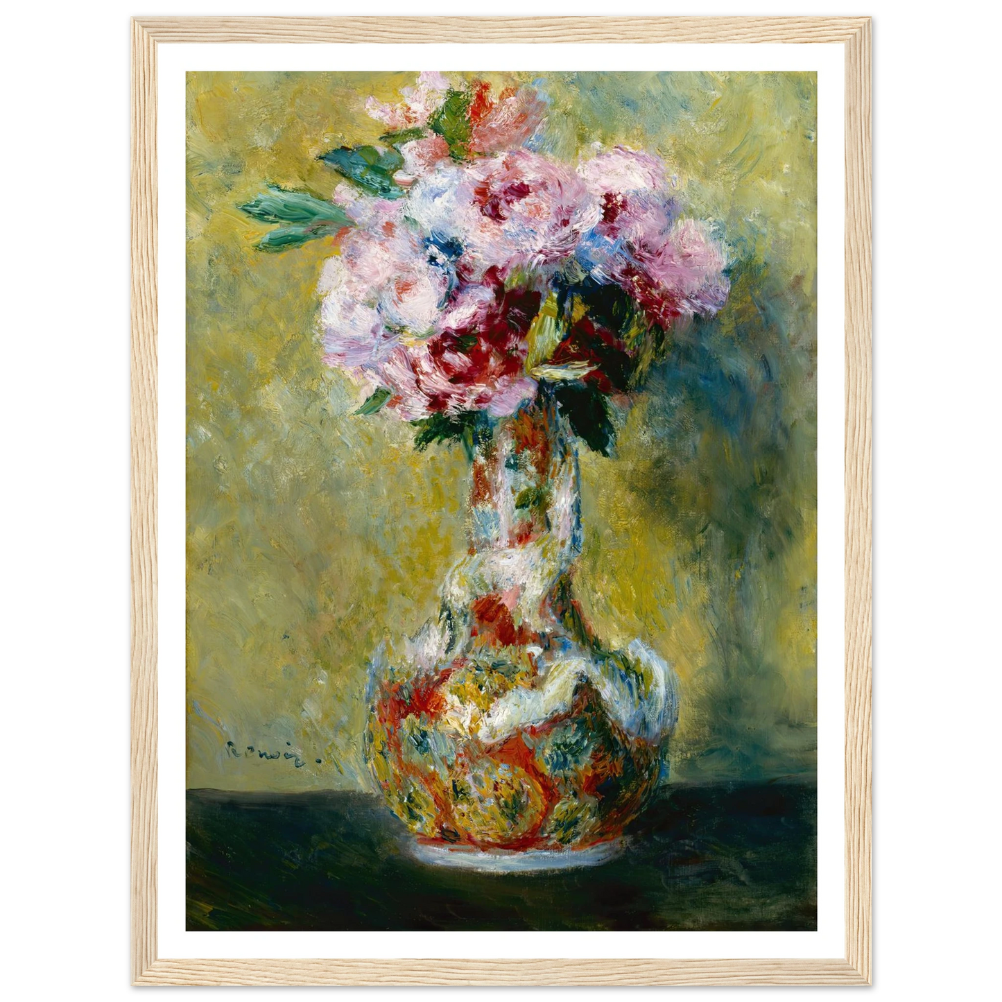 Bouquet in a Vase (1878) Art Print | Pierre Auguste Renoir - Framed Poster - 30x40 cm / 12x16″ - Black frame