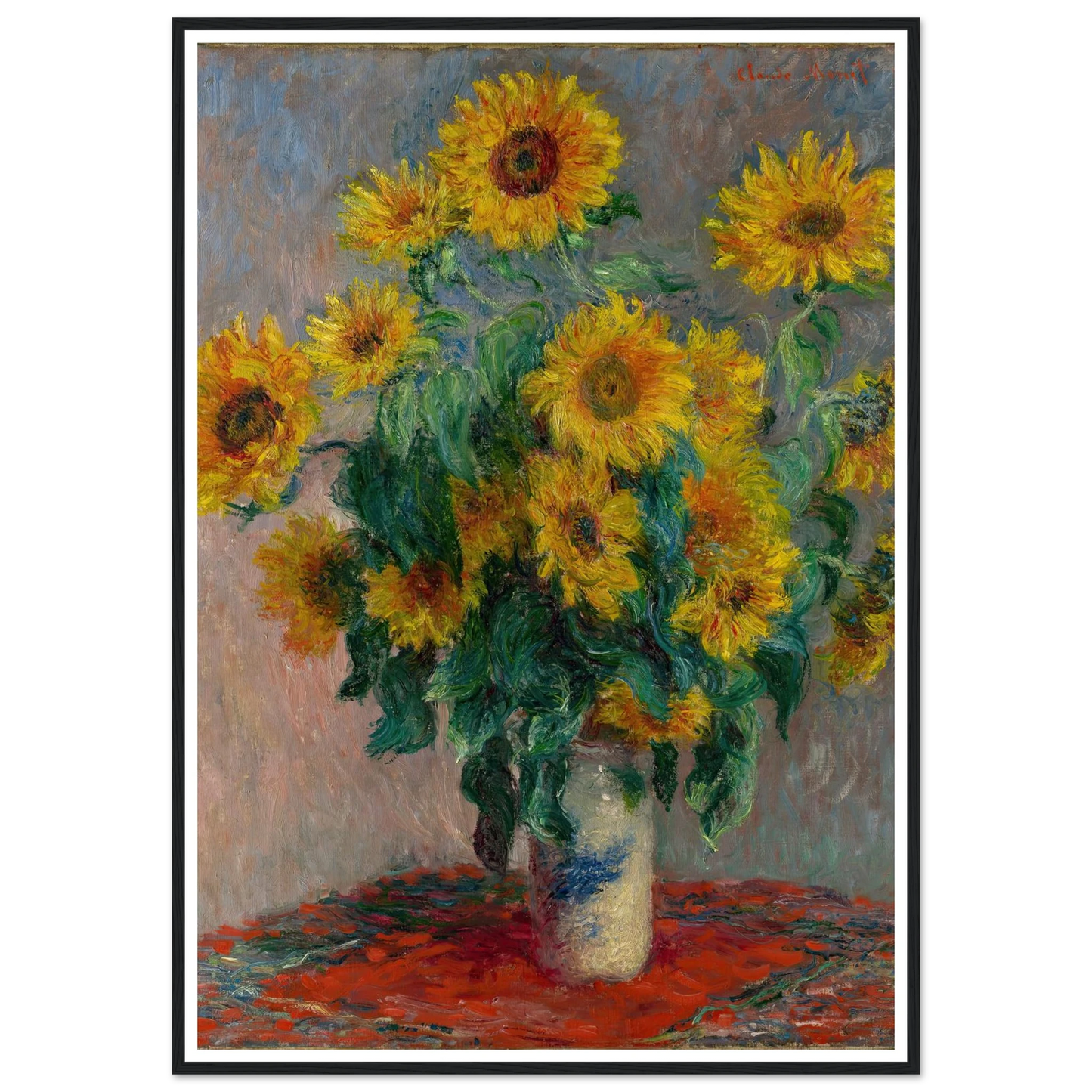 Bouquet of Sunflowers (1881) Art Print | Claude Monet - Framed Poster - 30x40 cm / 12x16″ - Black frame