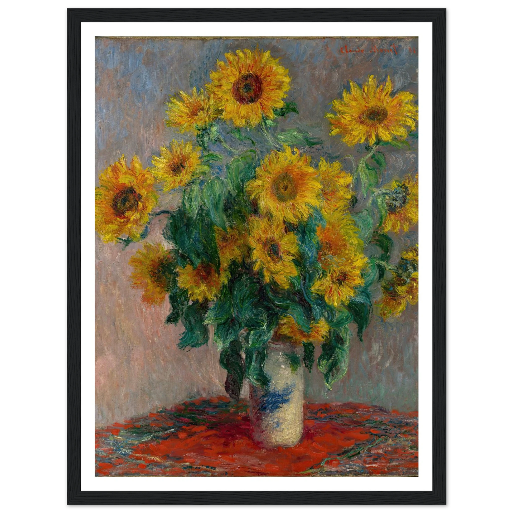 Bouquet of Sunflowers (1881) Art Print | Claude Monet - Framed Poster - 30x40 cm / 12x16″ - Black frame