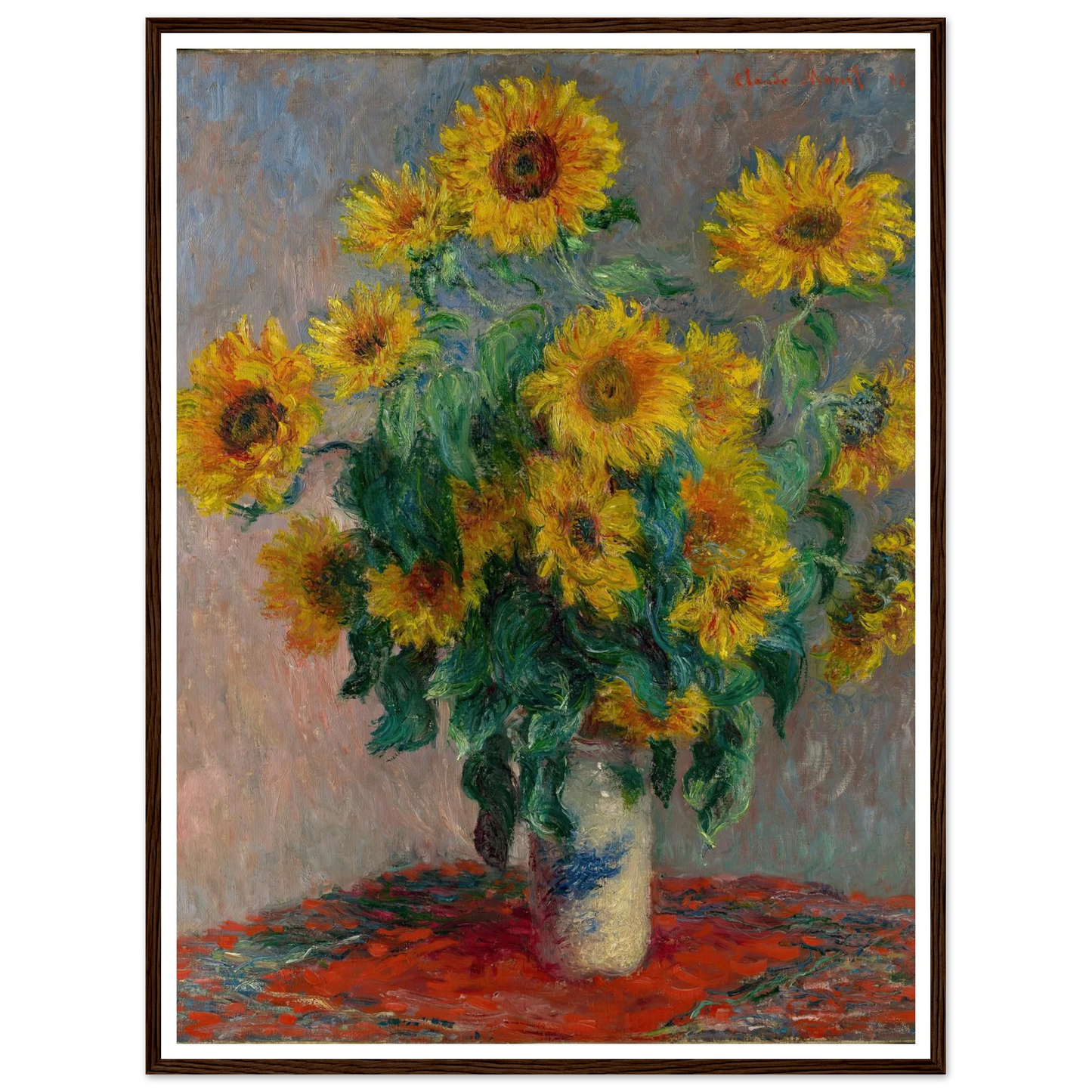 Bouquet of Sunflowers (1881) Art Print | Claude Monet - Framed Poster - 30x40 cm / 12x16″ - Black frame