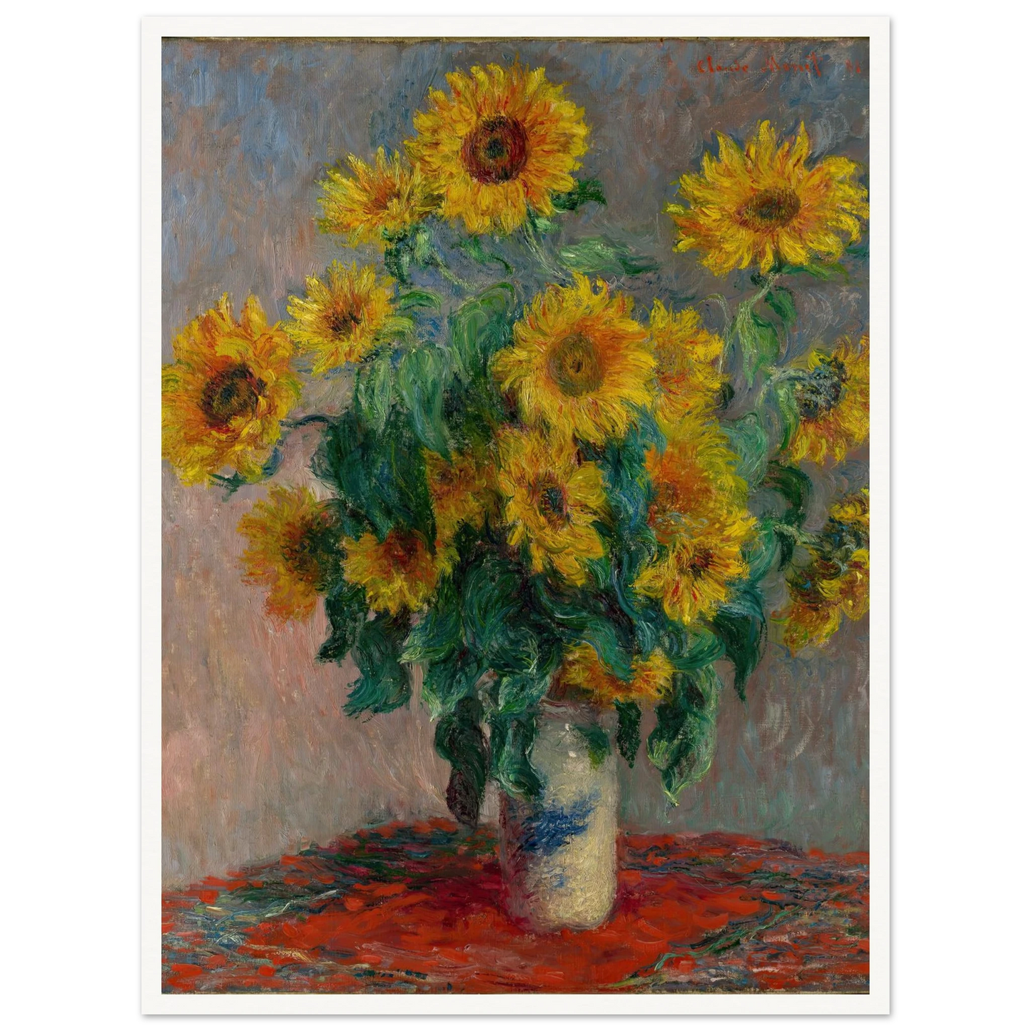 Bouquet of Sunflowers (1881) Art Print | Claude Monet - Framed Poster - 30x40 cm / 12x16″ - Black frame