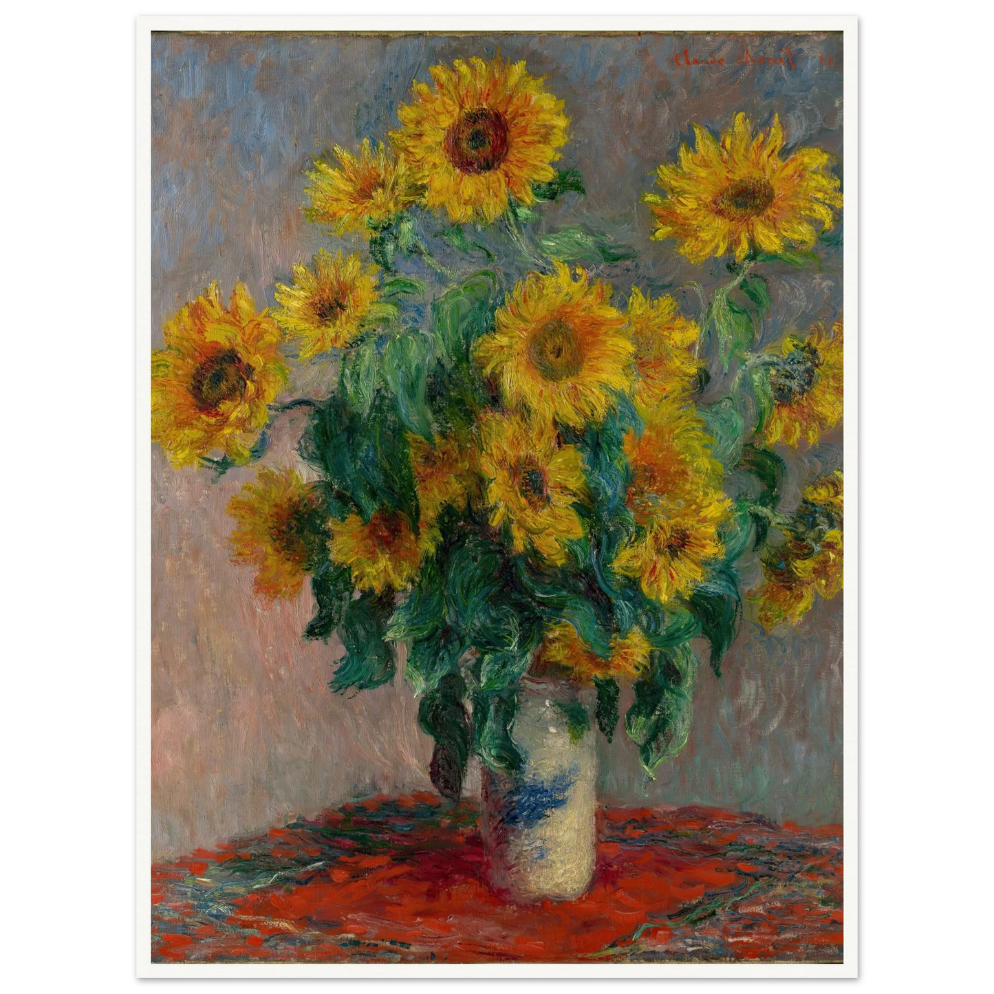 Bouquet of Sunflowers (1881) Art Print | Claude Monet - Framed Poster - 30x40 cm / 12x16″ - Black frame