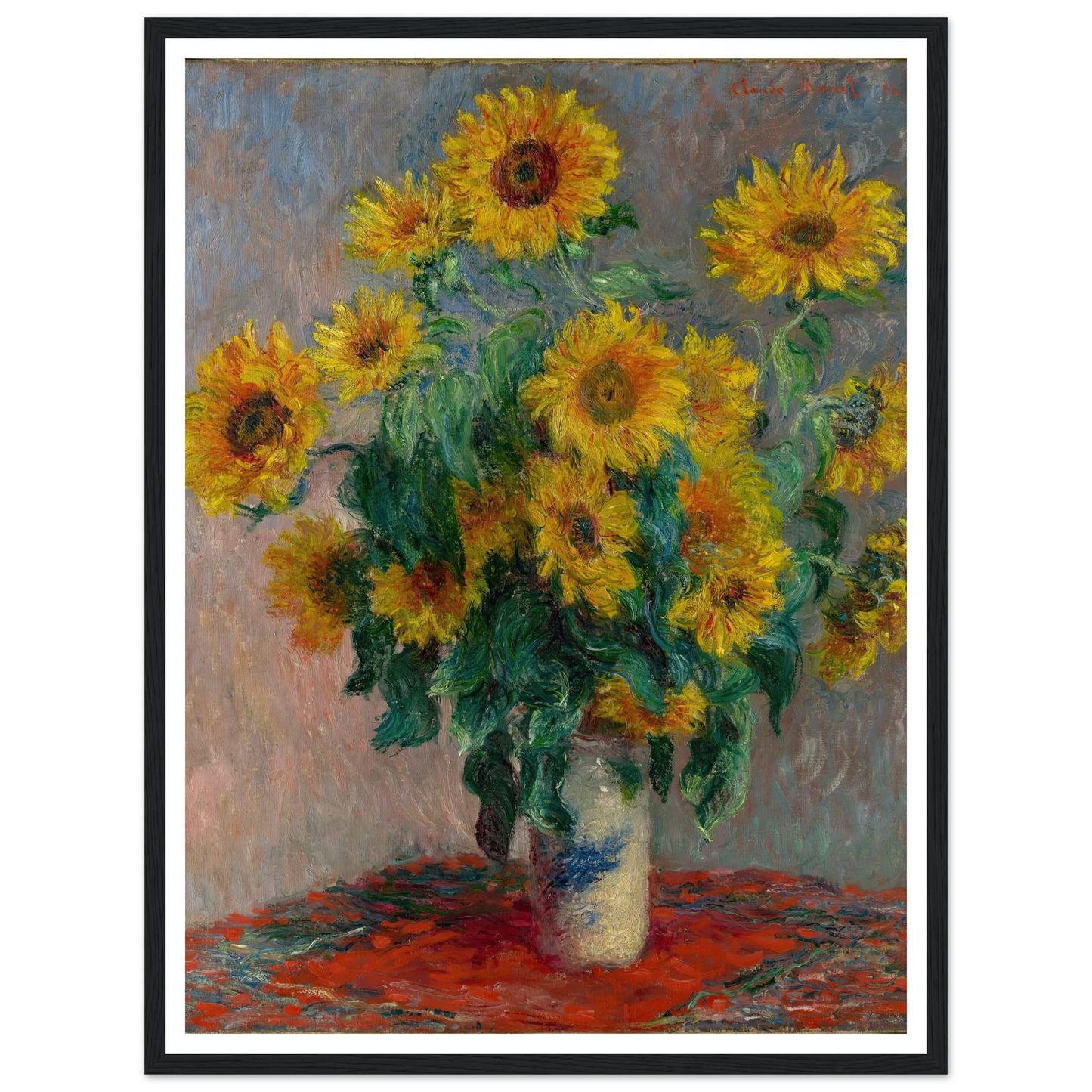 Bouquet of Sunflowers (1881) Art Print | Claude Monet - Framed Poster - 30x40 cm / 12x16″ - Black frame