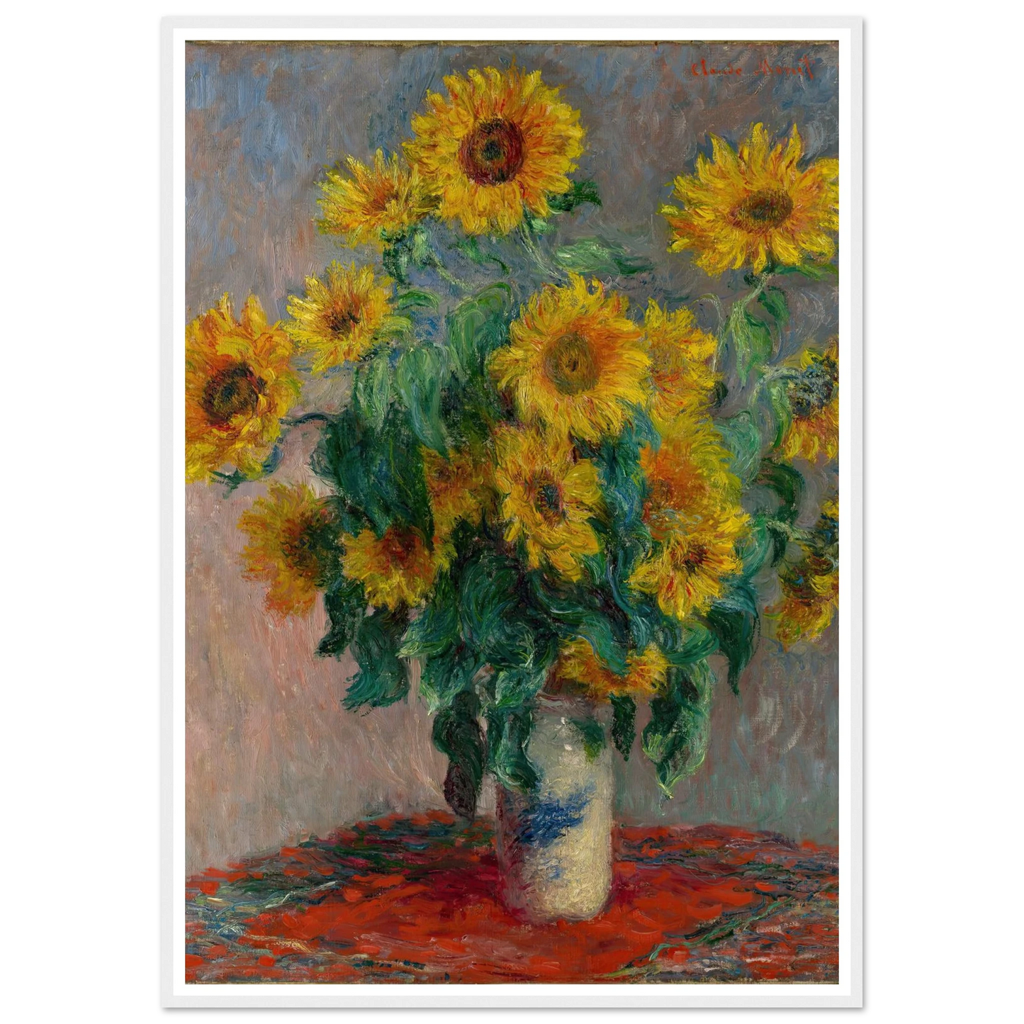 Bouquet of Sunflowers (1881) Art Print | Claude Monet - Framed Poster - 30x40 cm / 12x16″ - Black frame