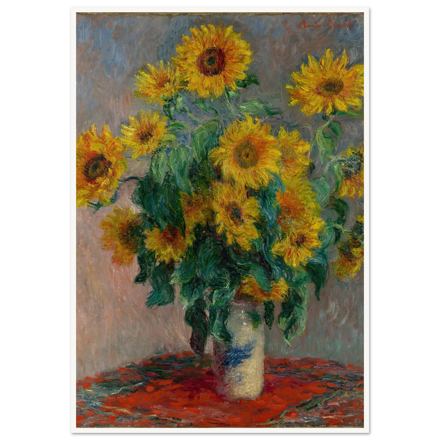 Bouquet of Sunflowers (1881) Art Print | Claude Monet - Framed Poster - 30x40 cm / 12x16″ - Black frame