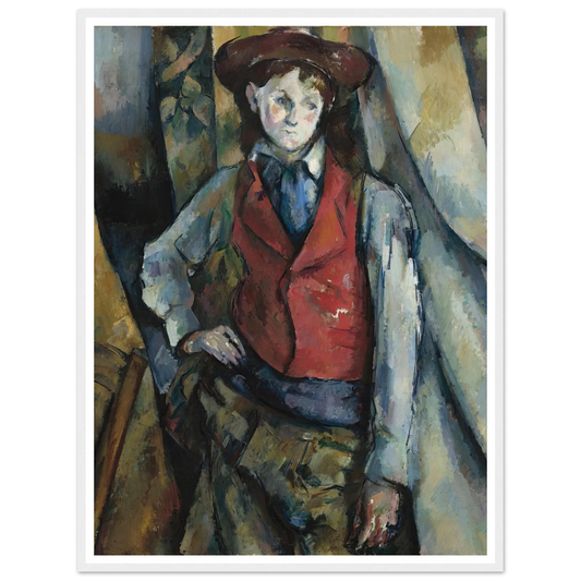 Boy in a Red Waistcoat (1888-1890) Art Print | Paul Cezanne - Framed Poster - 30x40 cm / 12x16″ - Black frame