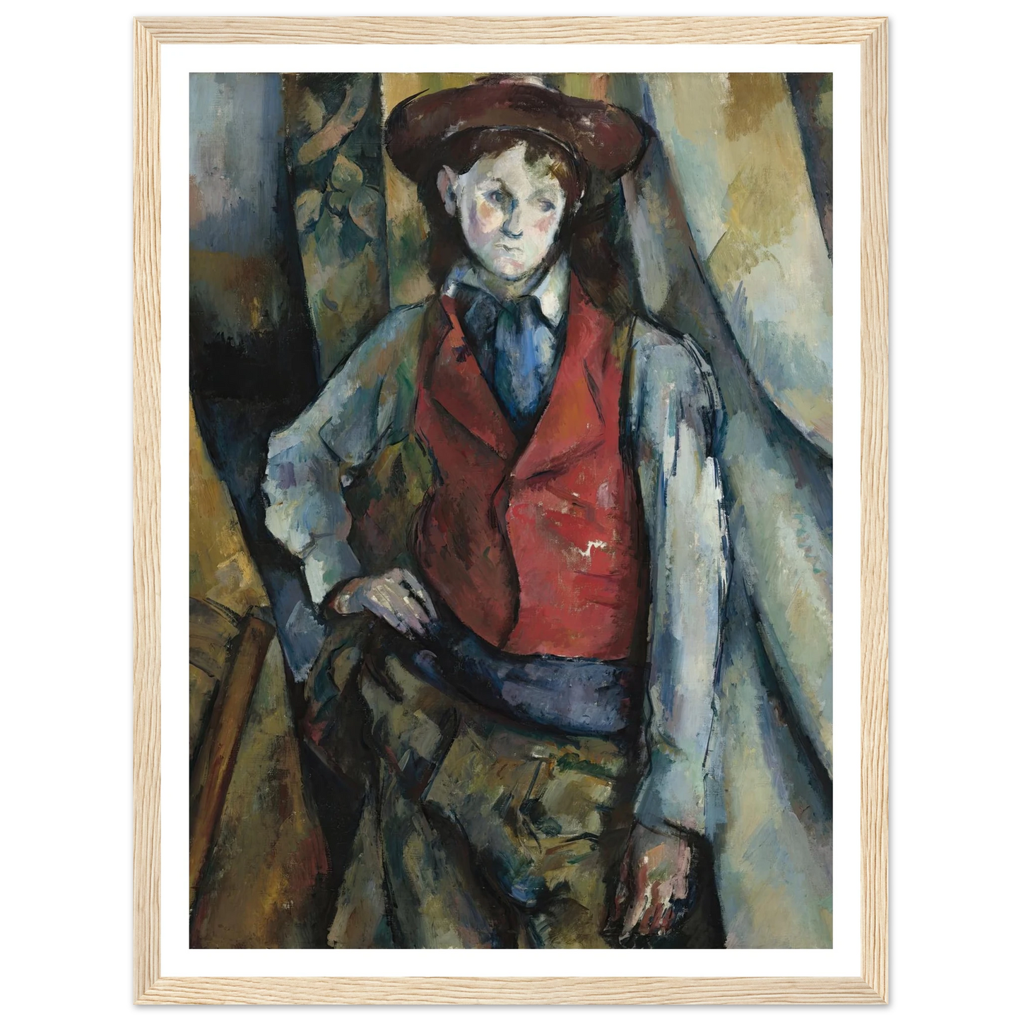 Boy in a Red Waistcoat (1888-1890) Art Print | Paul Cezanne - Framed Poster - 30x40 cm / 12x16″ - Black frame