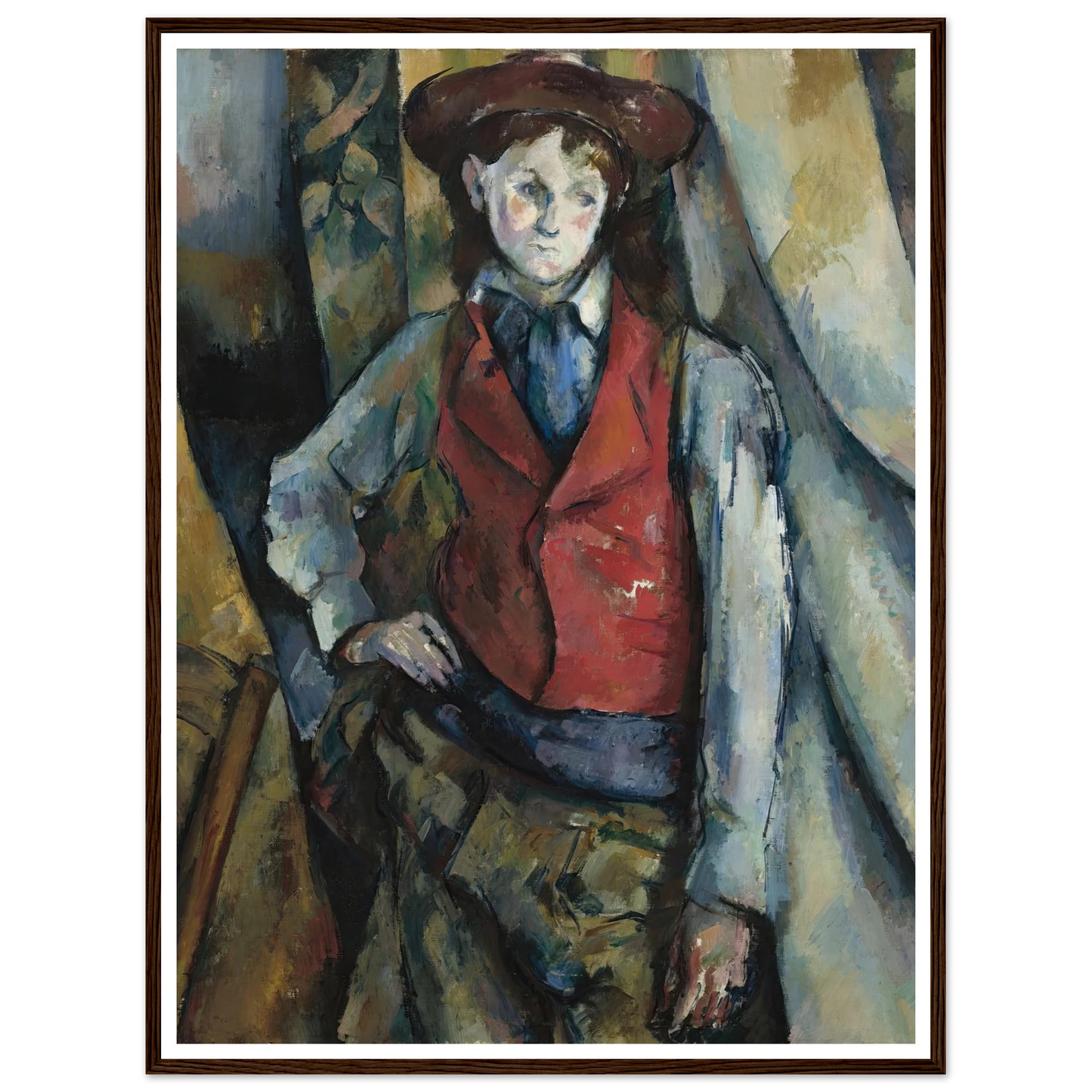 Boy in a Red Waistcoat (1888-1890) Art Print | Paul Cezanne - Framed Poster - 30x40 cm / 12x16″ - Black frame
