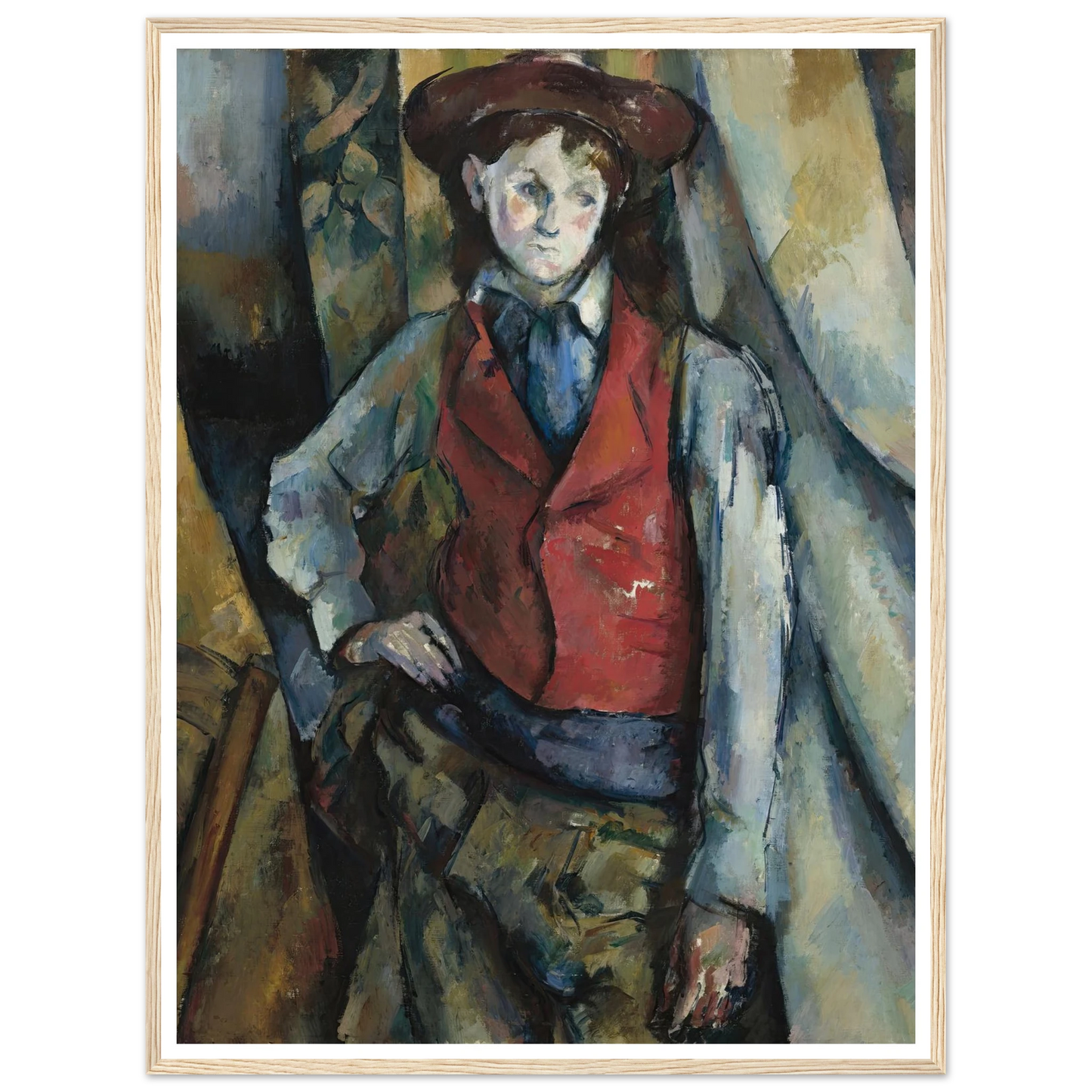 Boy in a Red Waistcoat (1888-1890) Art Print | Paul Cezanne - Framed Poster - 30x40 cm / 12x16″ - Black frame