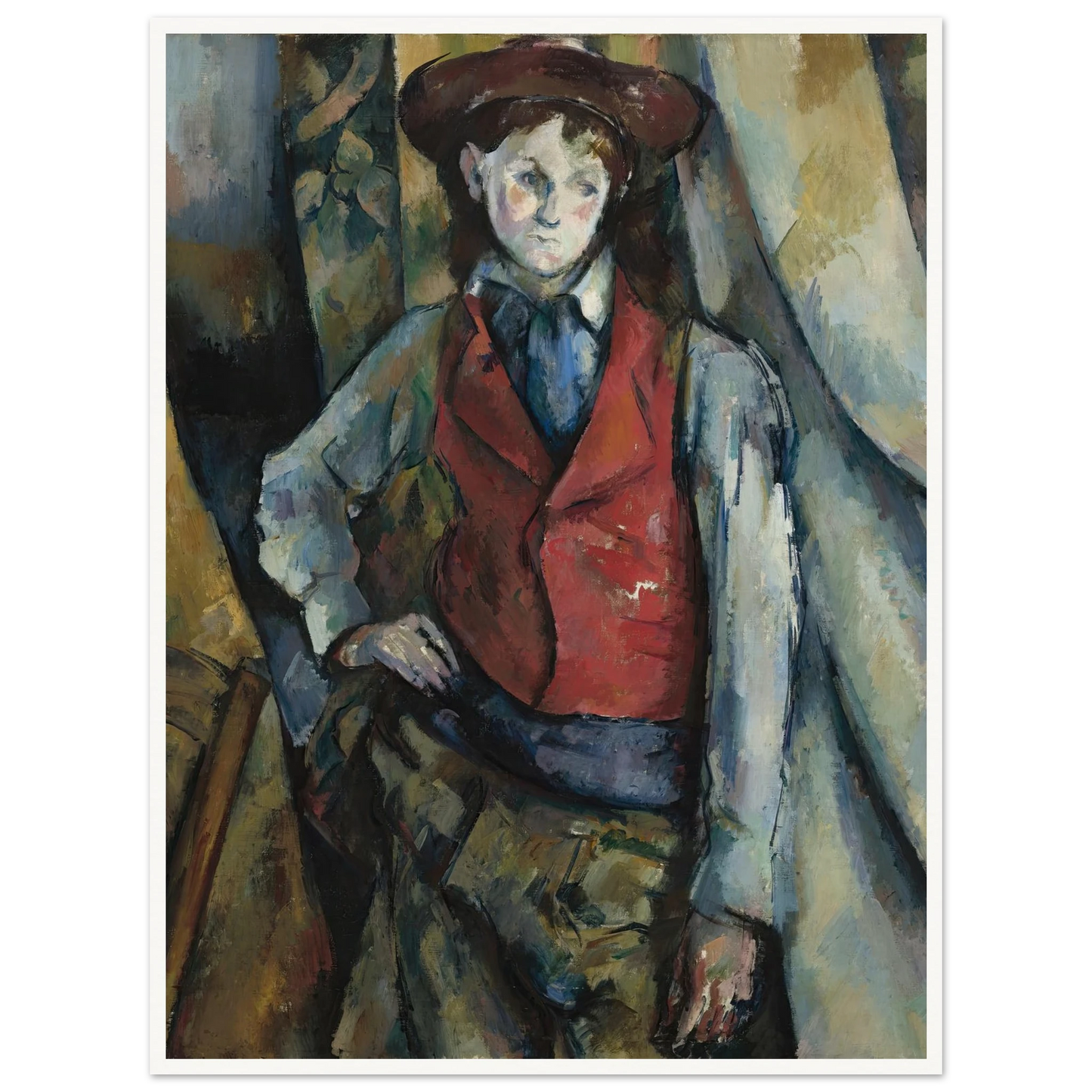Boy in a Red Waistcoat (1888-1890) Art Print | Paul Cezanne - Framed Poster - 30x40 cm / 12x16″ - Black frame