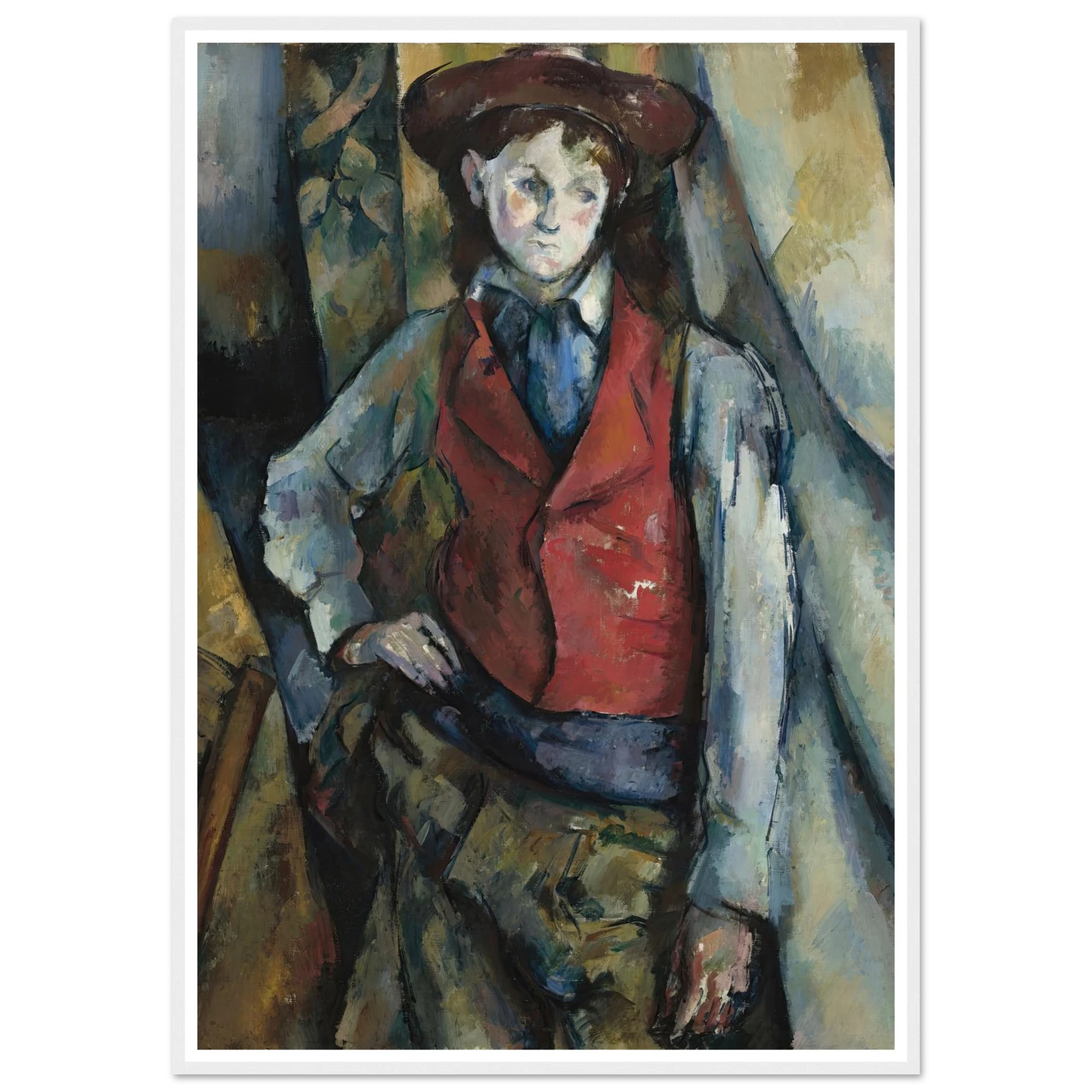 Boy in a Red Waistcoat (1888-1890) Art Print | Paul Cezanne - Framed Poster - 30x40 cm / 12x16″ - Black frame