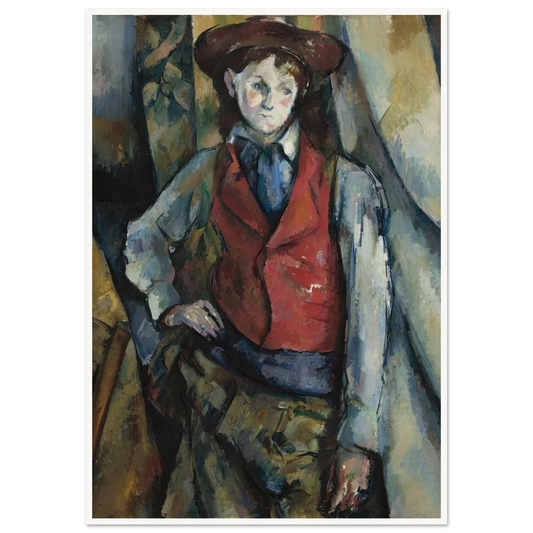 Boy in a Red Waistcoat (1888-1890) Art Print | Paul Cezanne - Framed Poster - 30x40 cm / 12x16″ - Black frame