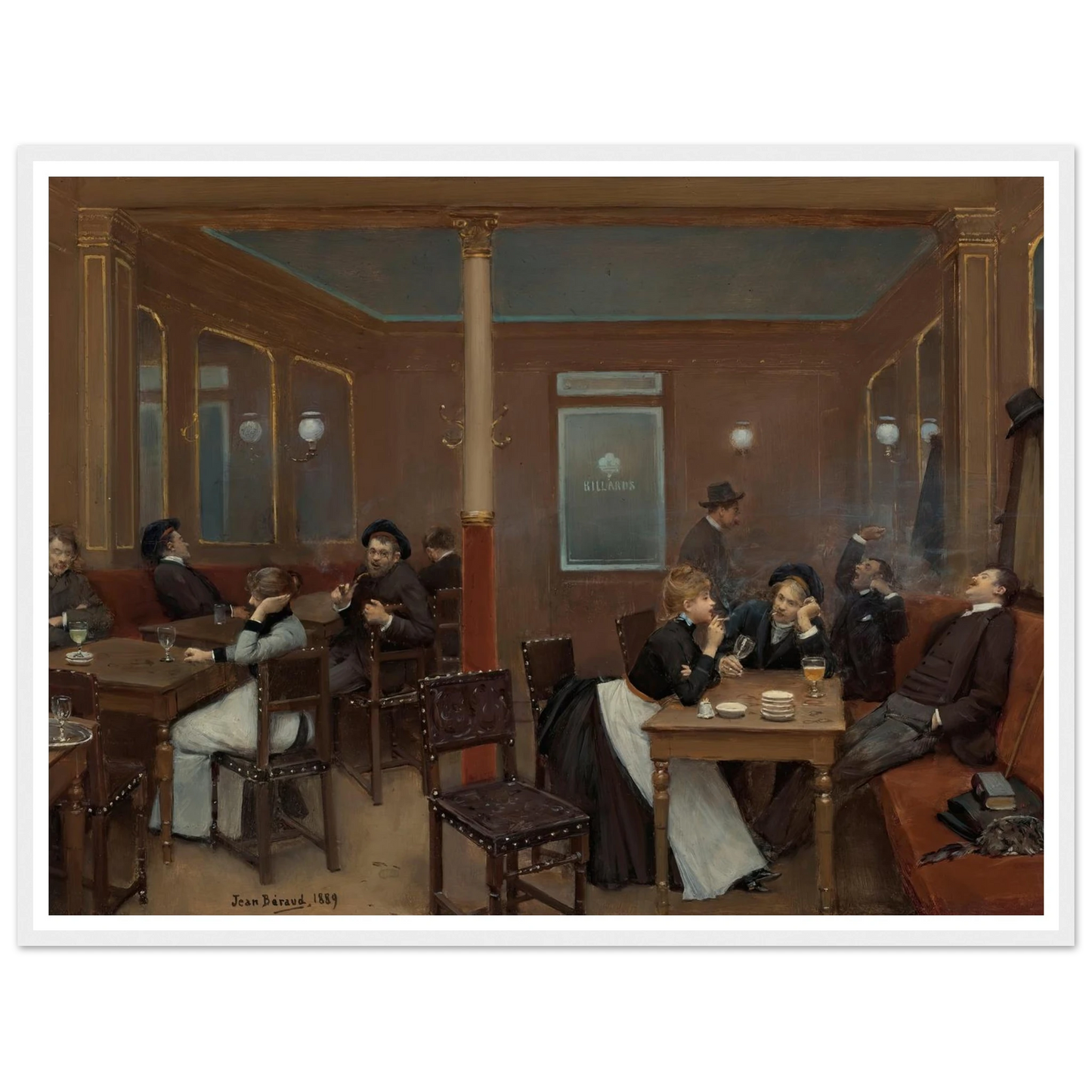 Brasserie D’étudiants (Student Brasserie) (1889) Art Print | Jean Beraud - Framed Poster - 30x40 cm / 12x16″ - Black frame