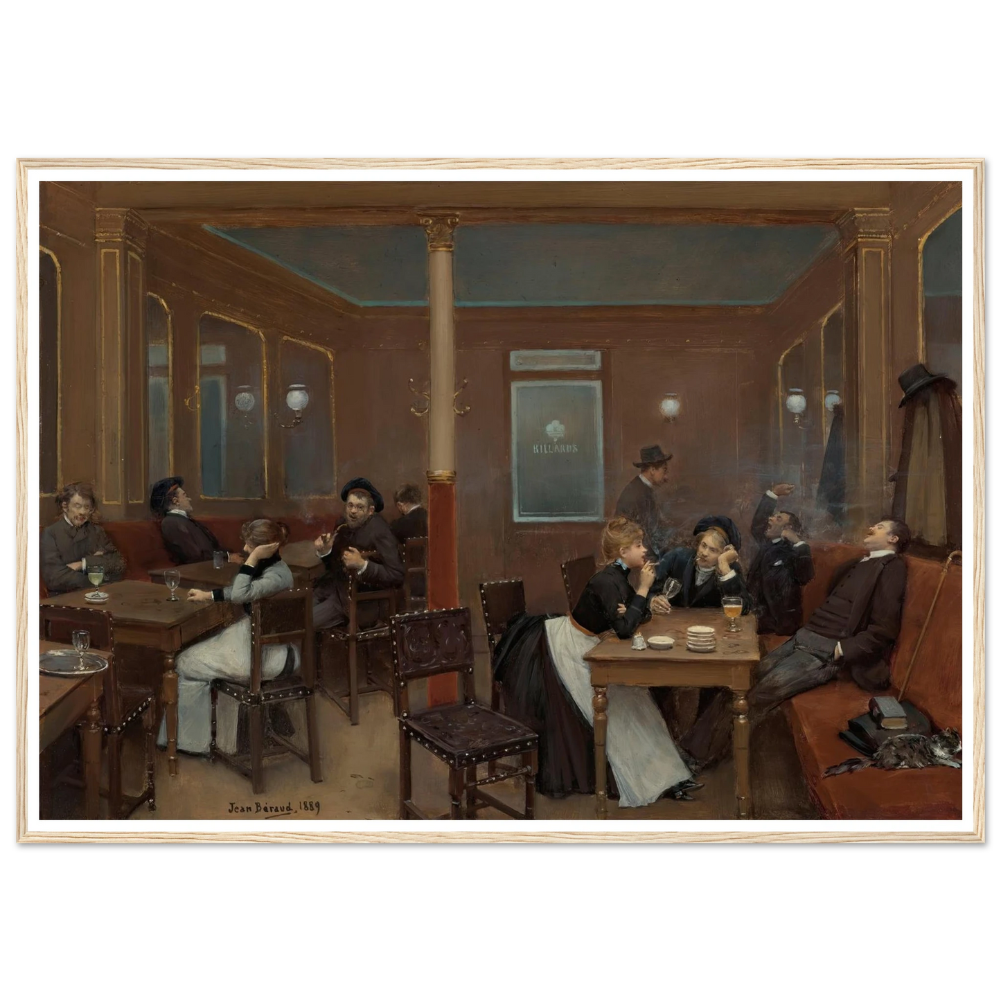 Brasserie D’étudiants (Student Brasserie) (1889) Art Print | Jean Beraud - Framed Poster - 30x40 cm / 12x16″ - Black frame