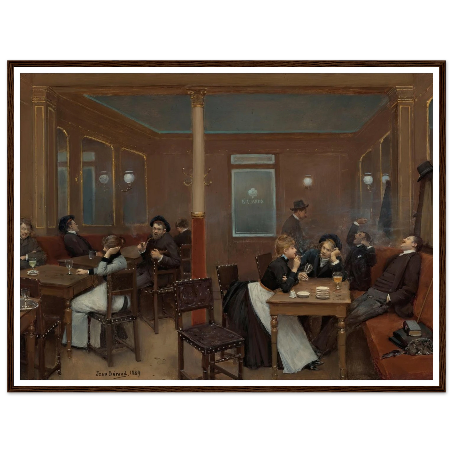 Brasserie D’étudiants (Student Brasserie) (1889) Art Print | Jean Beraud - Framed Poster - 30x40 cm / 12x16″ - Black frame