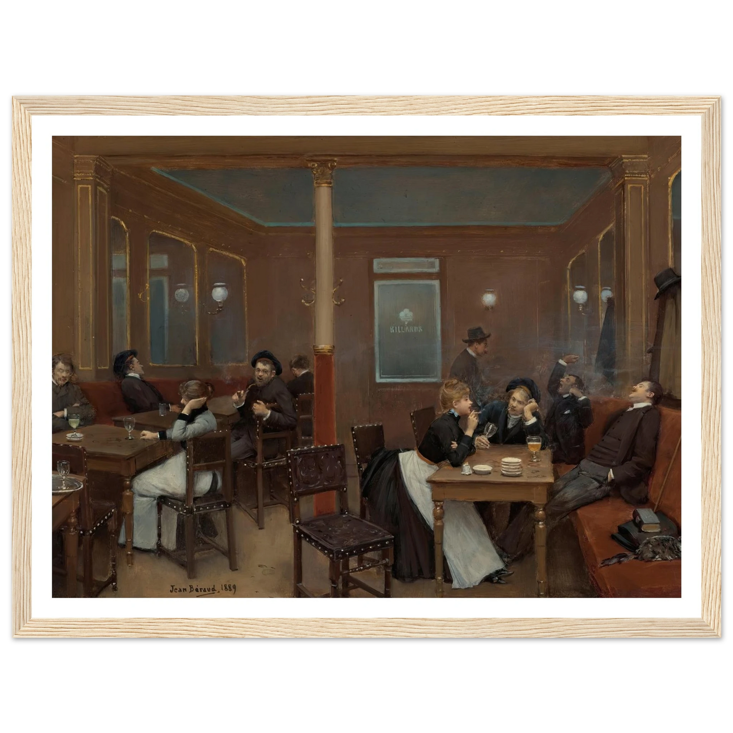 Brasserie D’étudiants (Student Brasserie) (1889) Art Print | Jean Beraud - Framed Poster - 30x40 cm / 12x16″ - Black frame