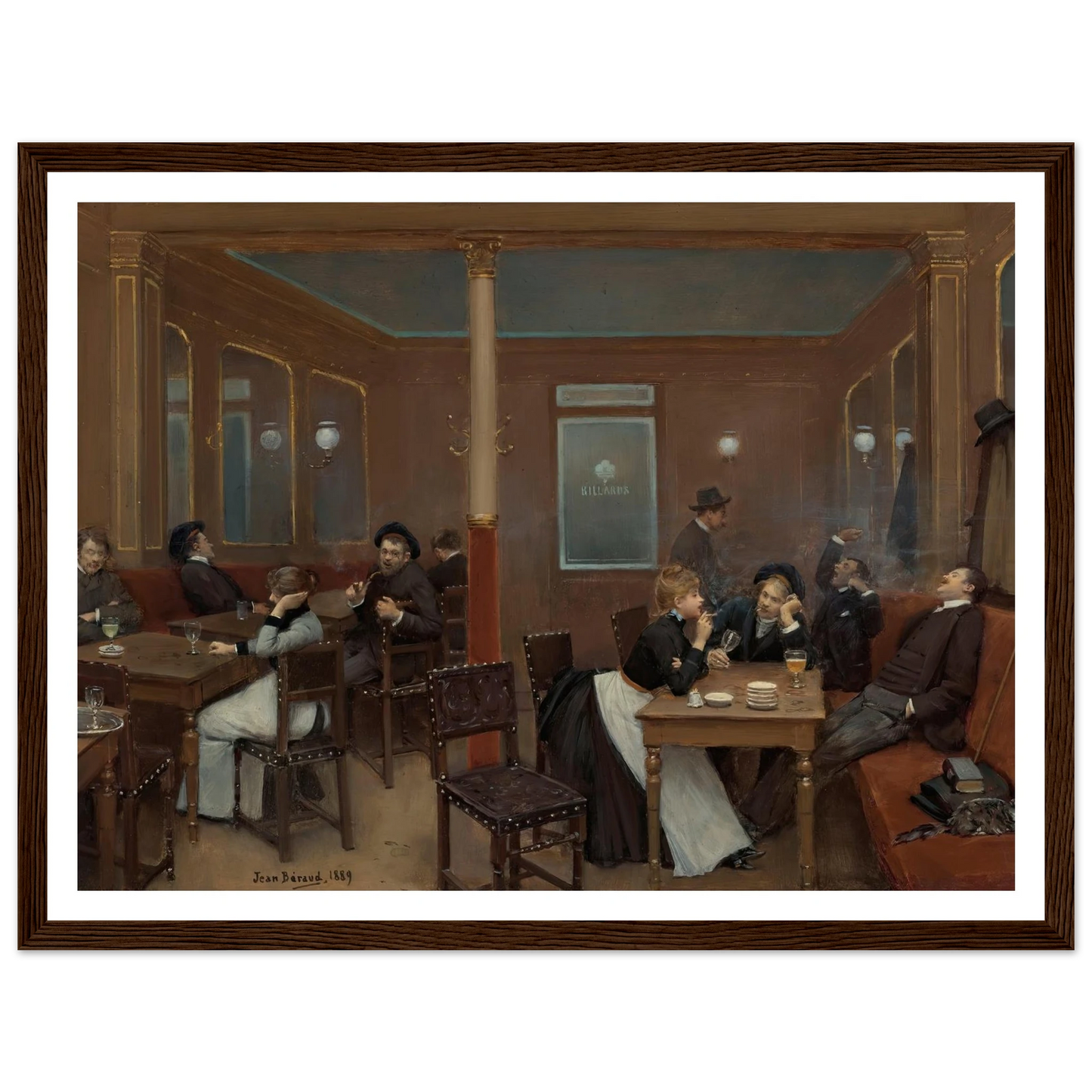 Brasserie D’étudiants (Student Brasserie) (1889) Art Print | Jean Beraud - Framed Poster - 30x40 cm / 12x16″ - Black frame